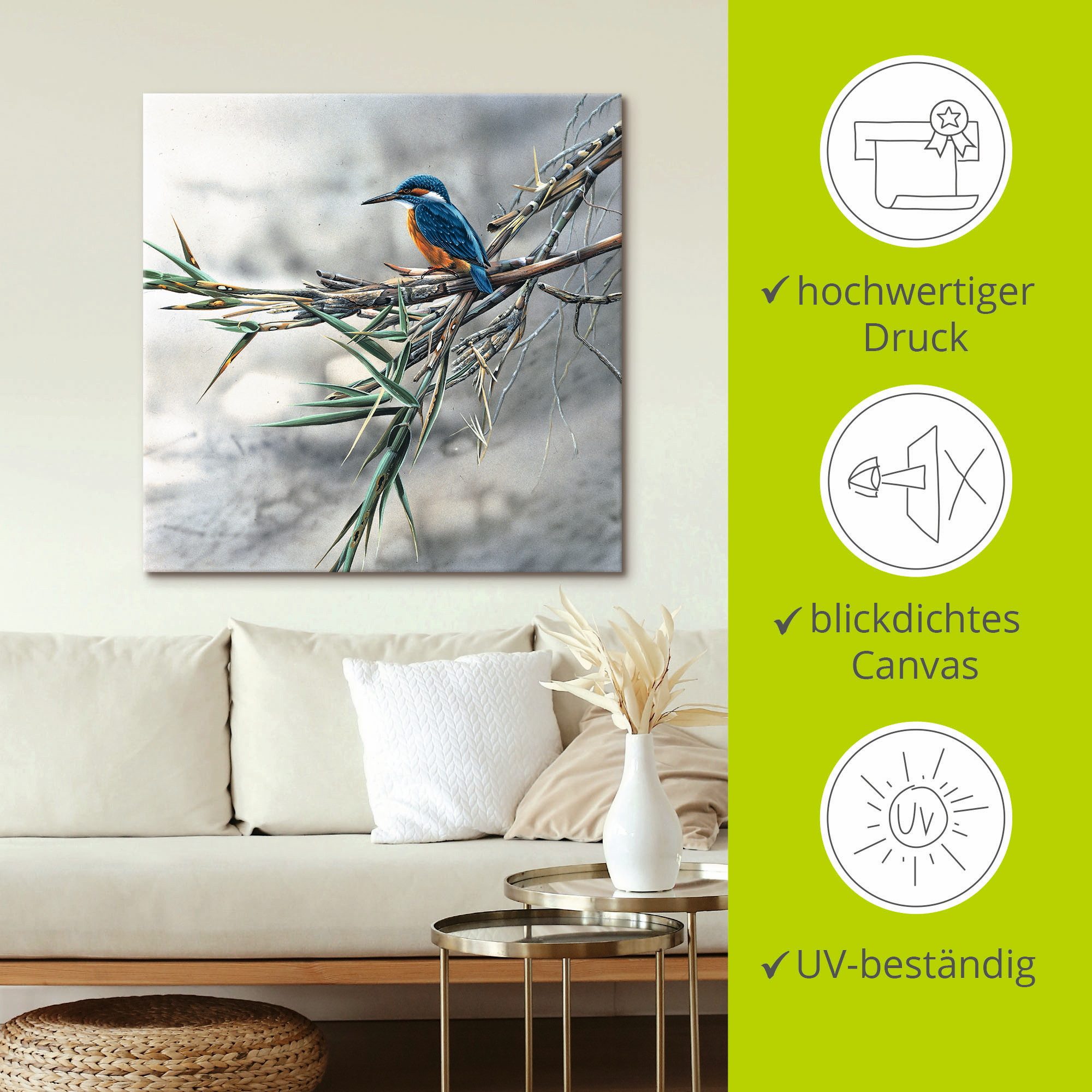 Artland Artprint Ijsvogel I als artprint op linnen, poster, muursticker in verschillende maten
