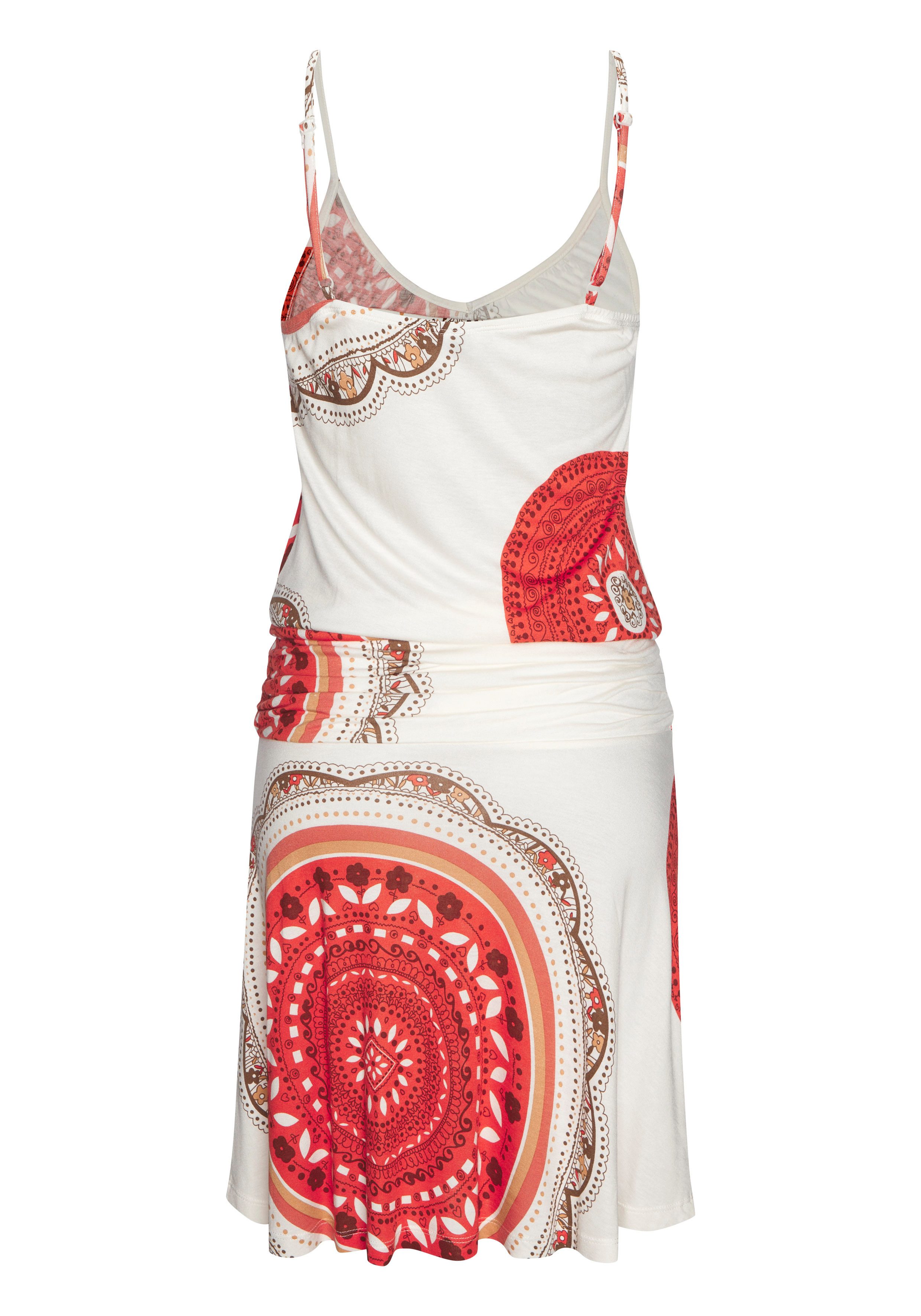 Beachtime Strandjurk met all-over print en verstelbare bandjes, zomerjurk, jersey jurk