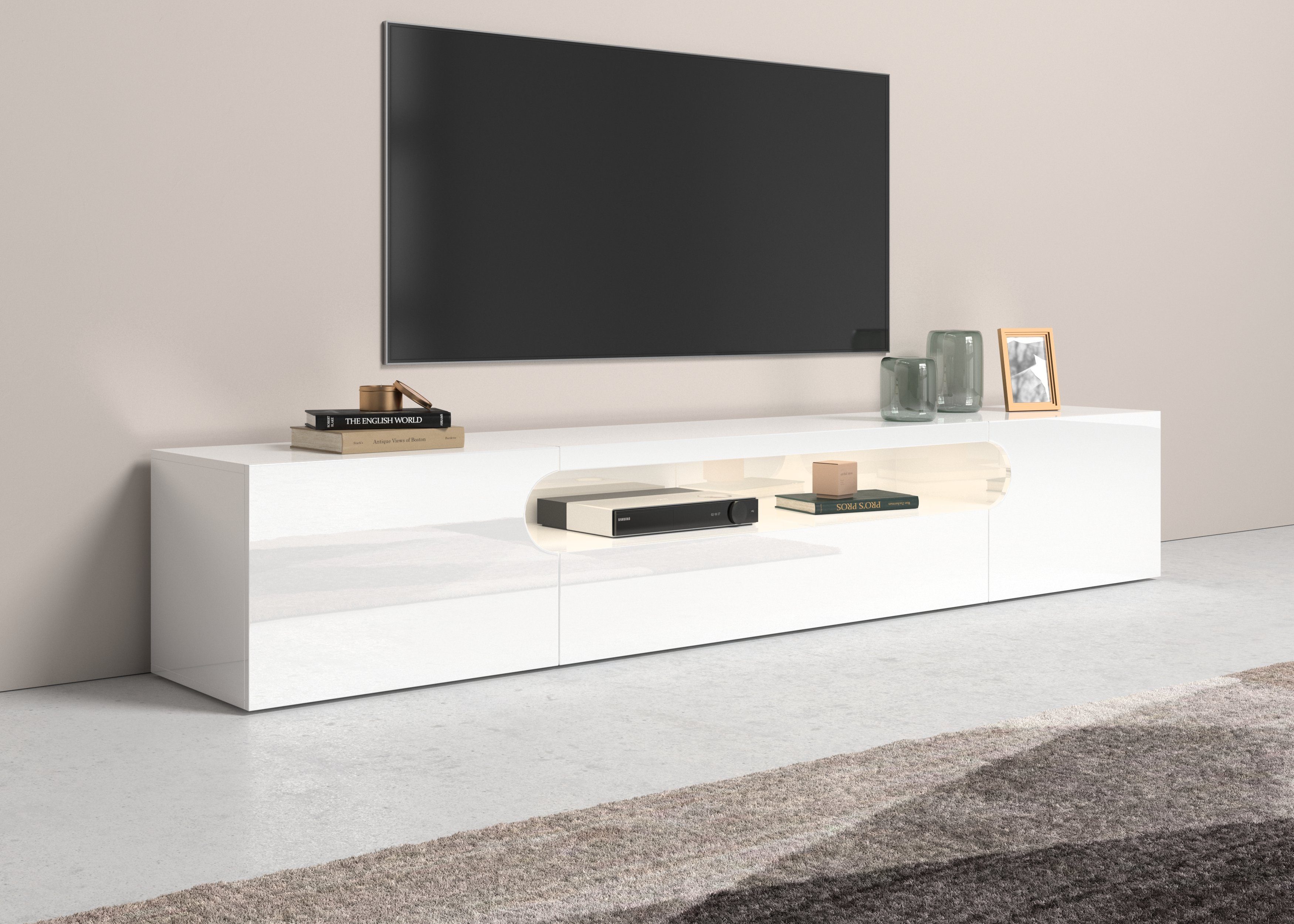 INOSIGN Tv-meubel Real, TV-kast, TV-meubels, breedte 240cm volledig hoogglans gelakt