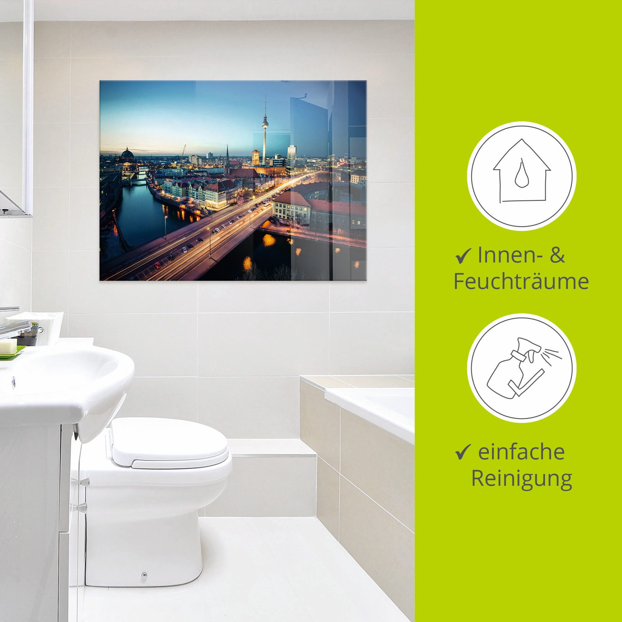 Artland Print op glas Berlijn Cityscape ‘s avonds
