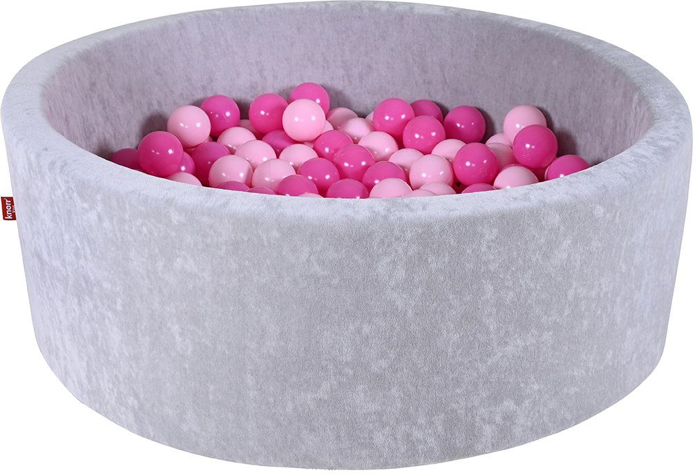 Knorrtoys® Ballenbak Soft, Grey met 300 ballen soft pink, made in europe
