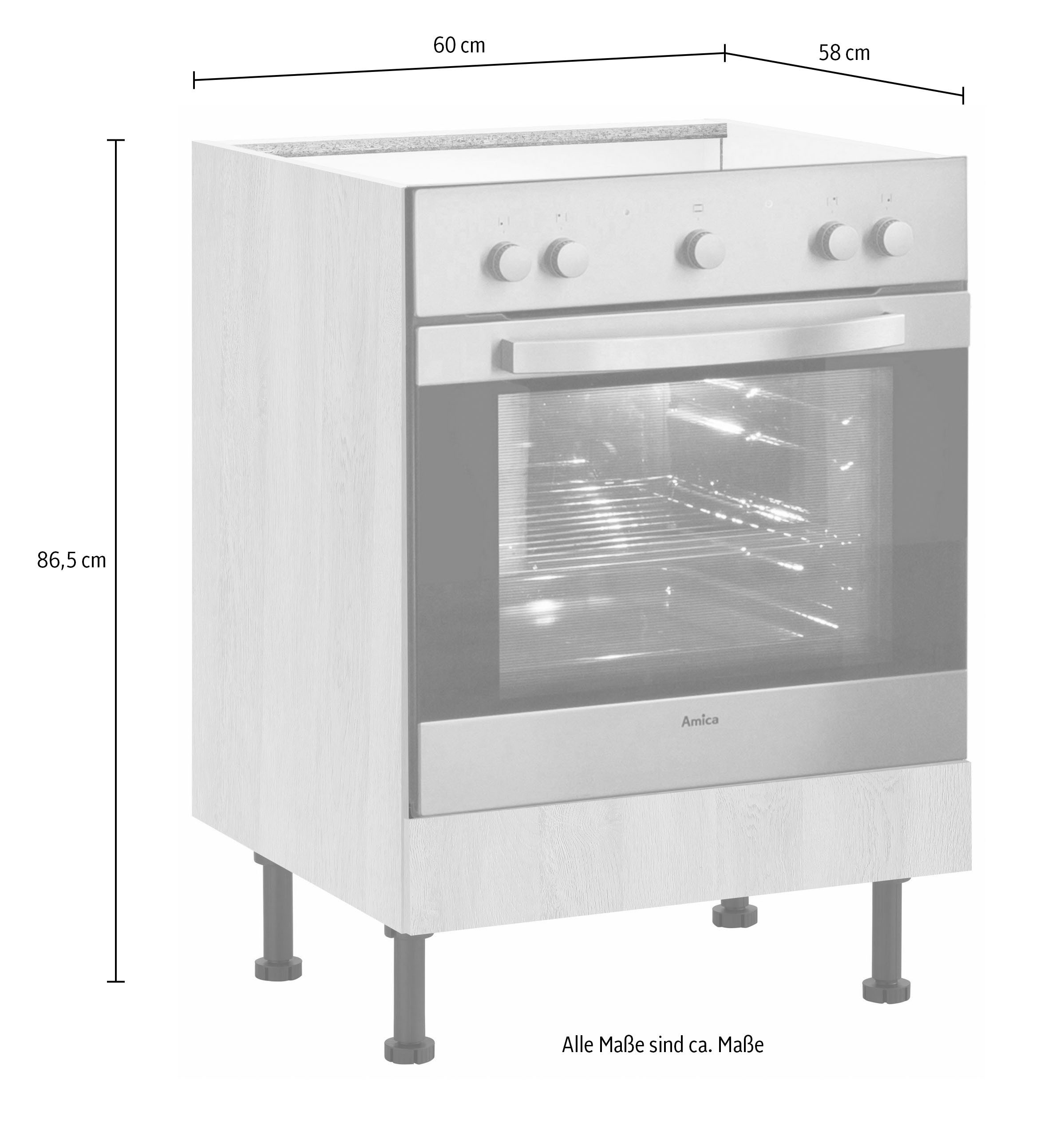 wiho Küchen Ombouwkast voor oven Nisos 60 cm breed, met verstelbare voeten, zonder werkblad