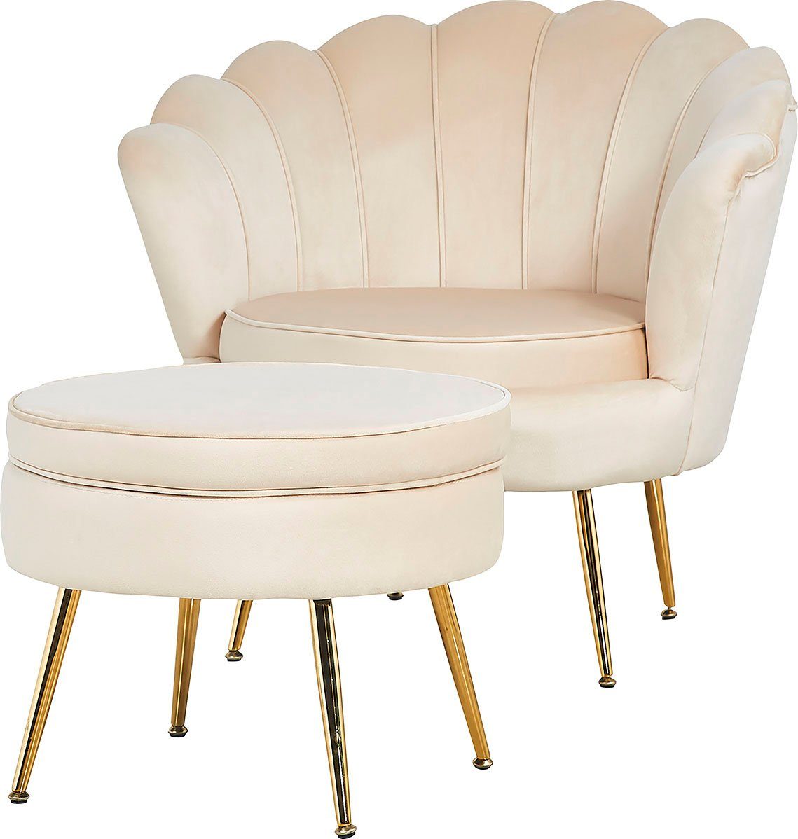 SalesFever Hocker Clam met hoog zitkussen