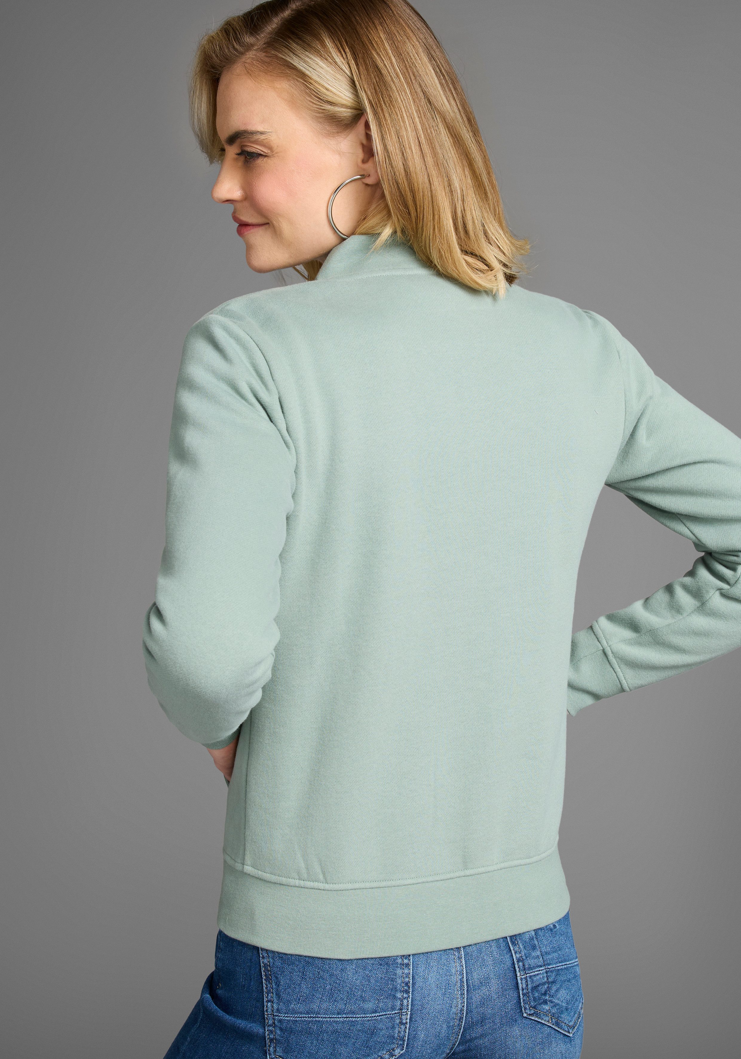 DELMAO Sweatvest in modieuze bomberjackvorm - nieuwe collectie