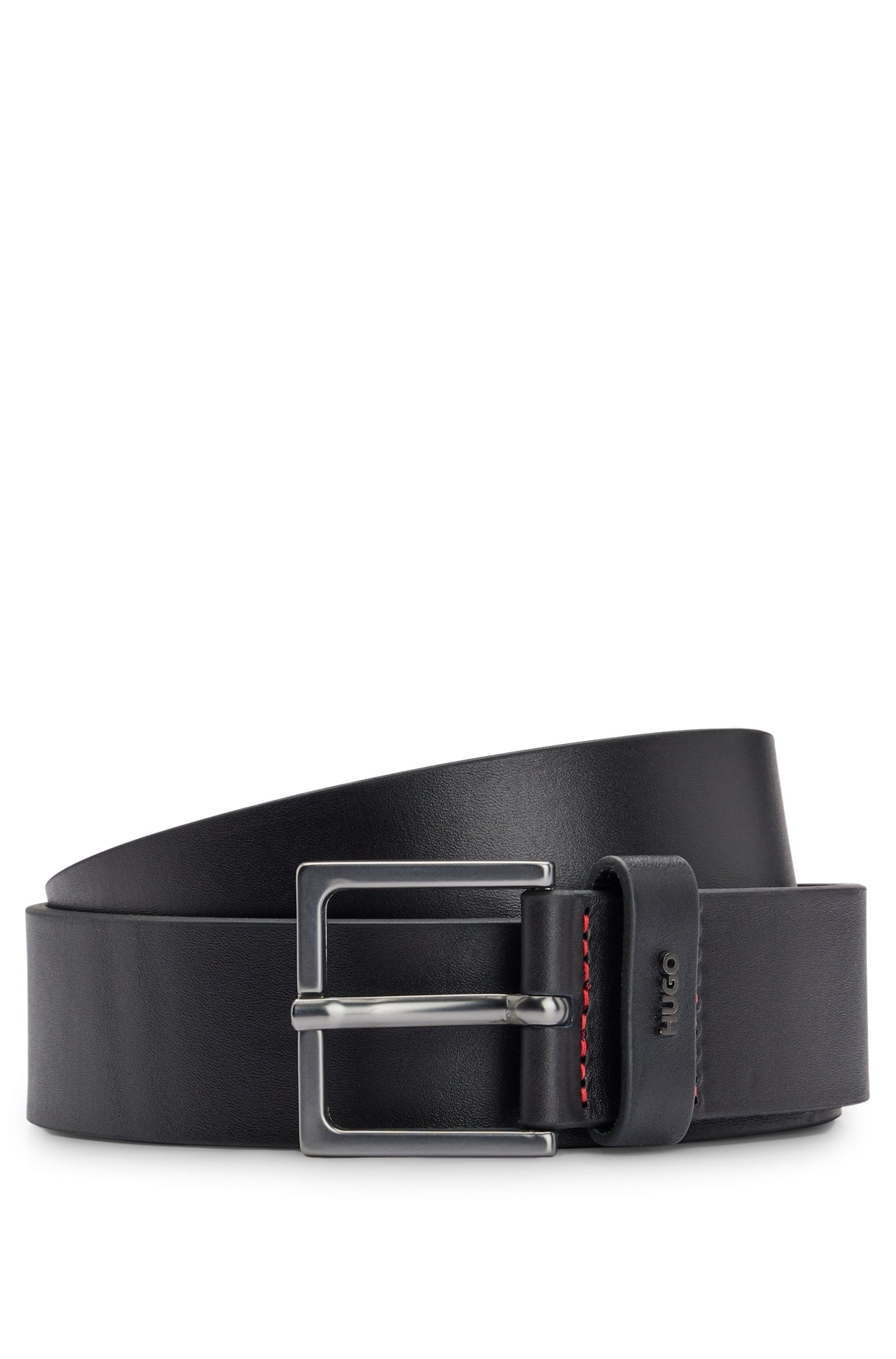 HUGO Leren riem GIOVE Metall-logo op de lus