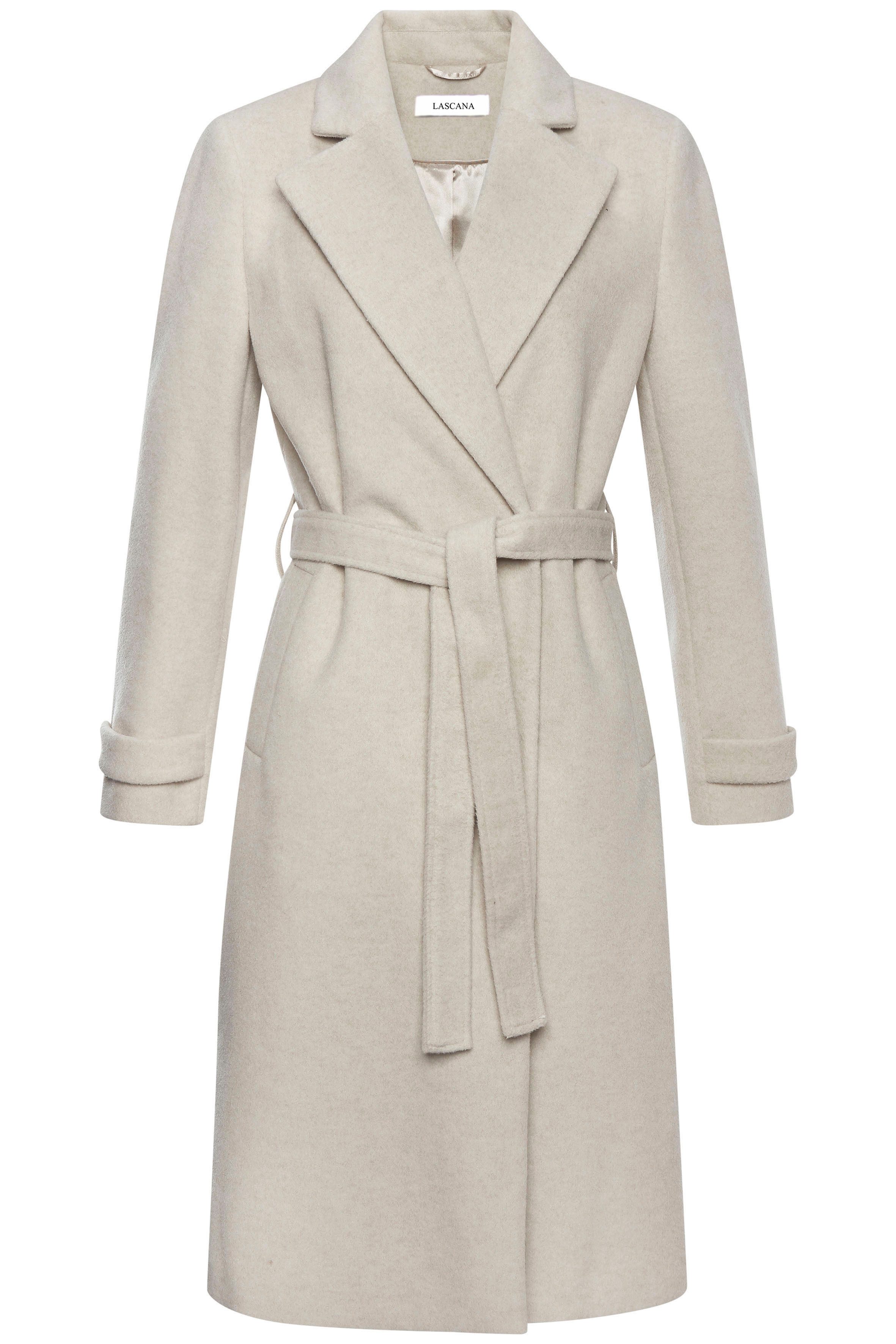 Lascana Lange jas met reverskraag elegante damesjas (Met een bindceintuur)