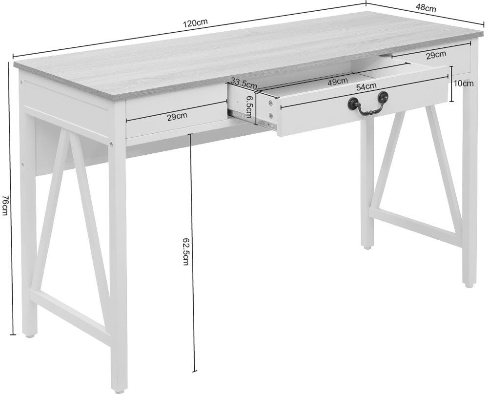 Home affaire Bureau Bellerie Landhuisstijl, soft-close, krasbestendige oppervlakte, breedte 120 cm