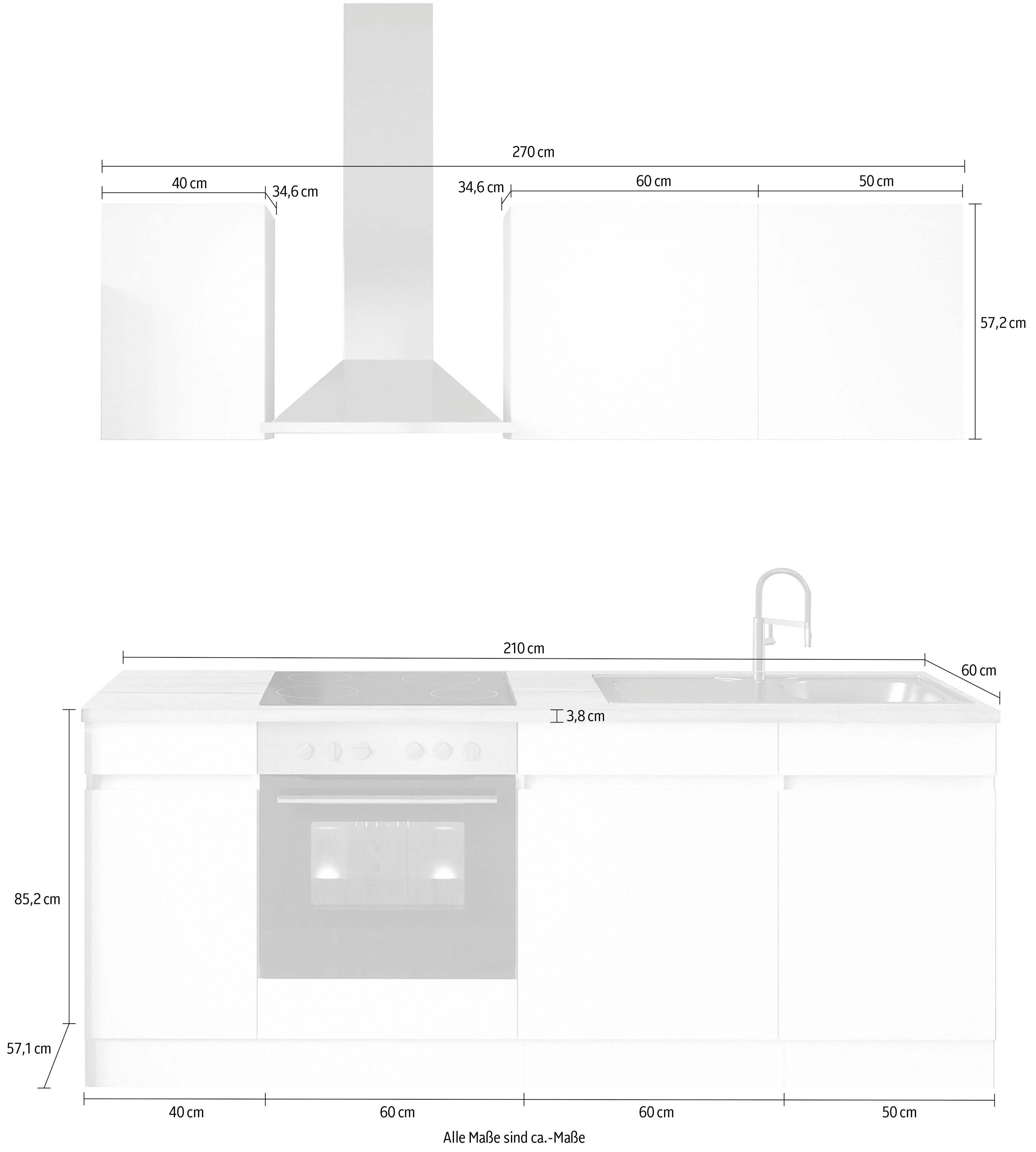 OPTIFIT Keuken Safeli Breedte 210 cm, naar keuze met of zonder Hanseatic elektrische apparaten