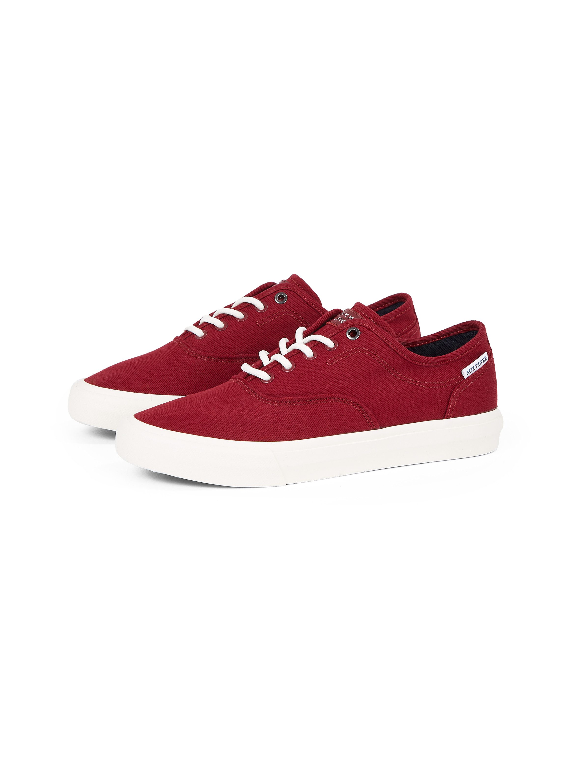 Tommy Hilfiger Sneakers TH HI VULC LOW OXFORD TWILL , vrijetijdsschoen, lage schoen, veterschoen met label op de hiel