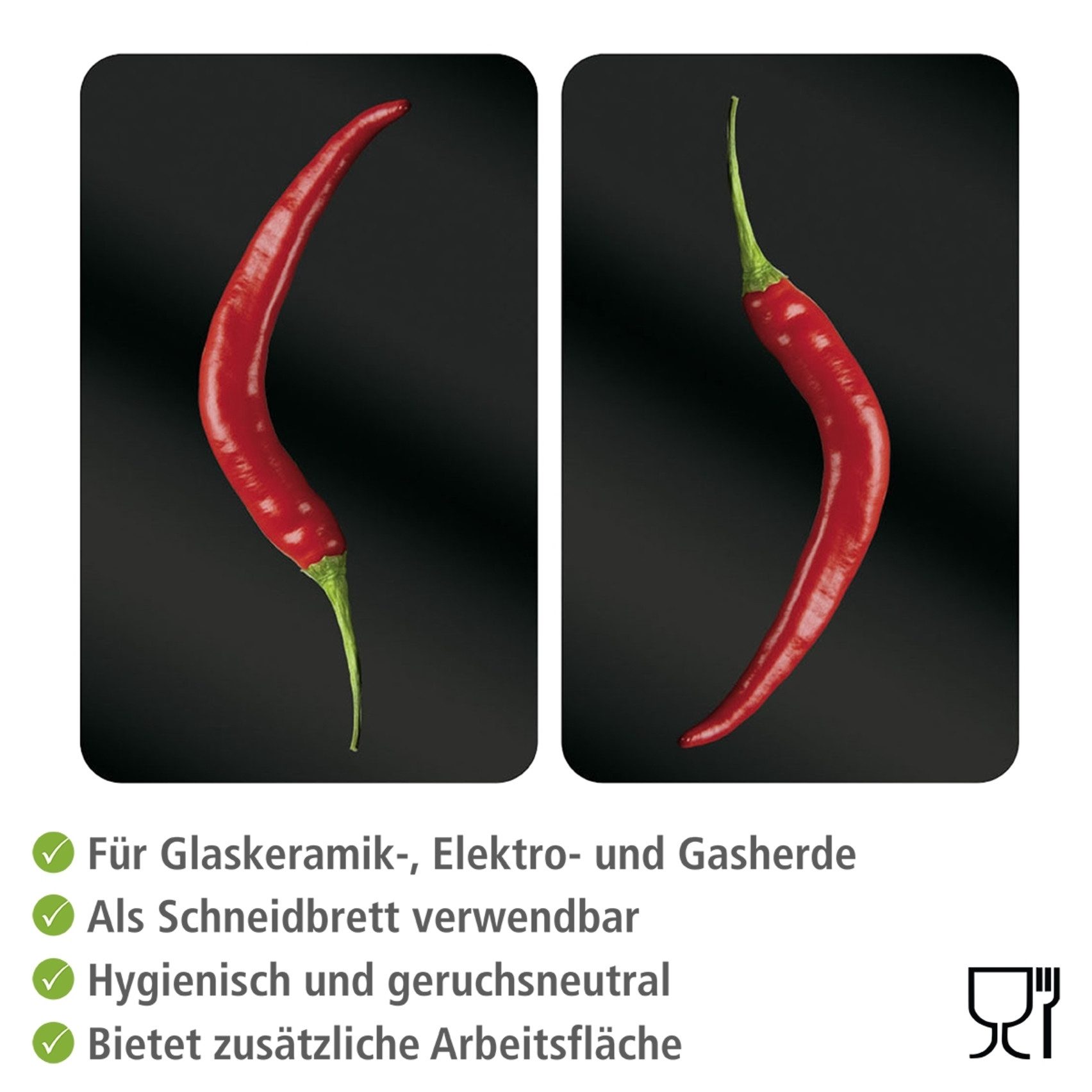 WENKO Kookplaatdeksel Universeel model Heet Peper (set, 2-delig)