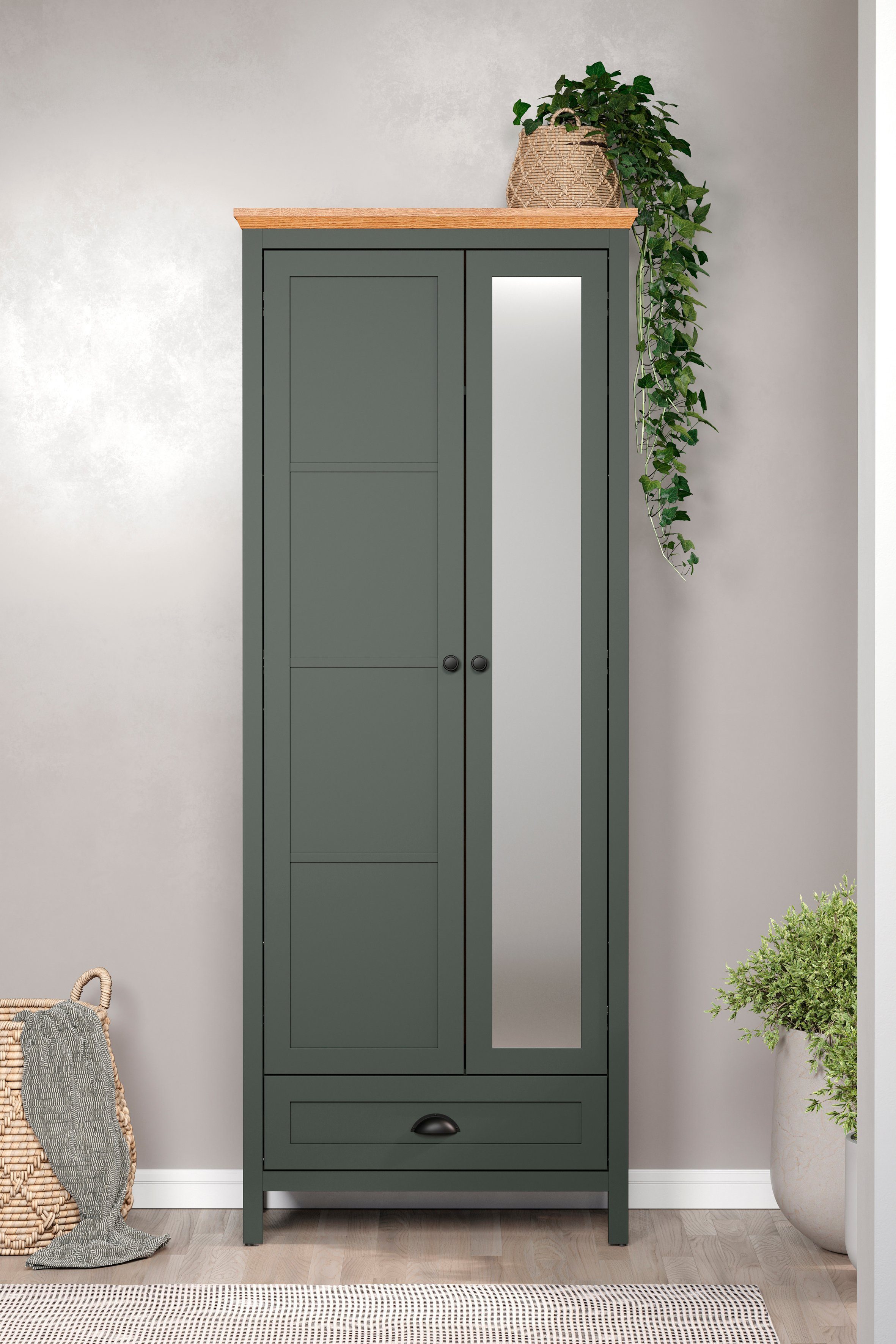 Home affaire Kledingkast Vienna Kledingkast in landhuisstijl, met kledingstang - (B/H) 77/198 cm (1 stuk)