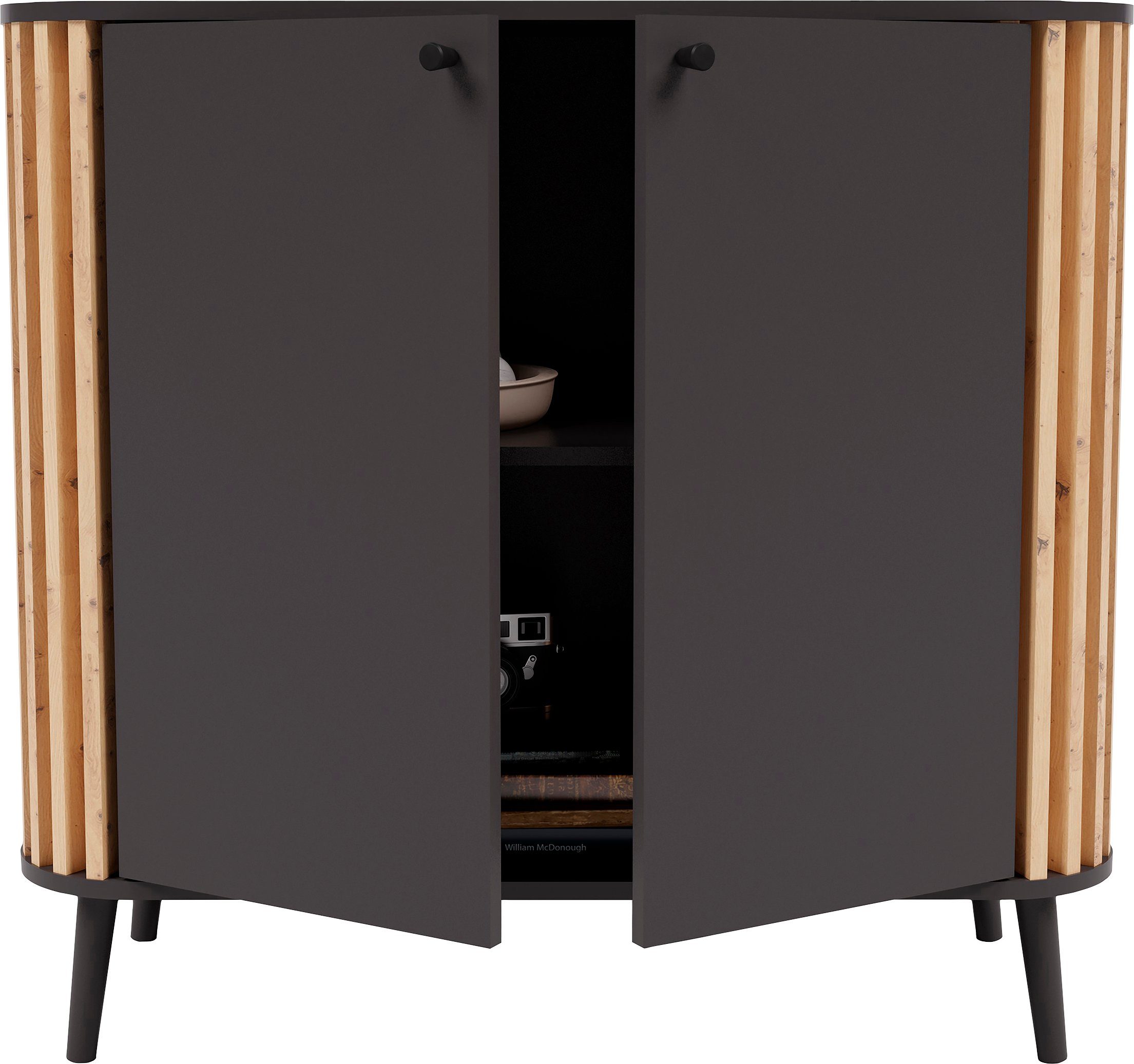 INOSIGN Kast Stavanger, Breedte 92 cm, Paneel-stokjes-uitstraling, 2 Deuren, 2 Vakken (1 stuk)