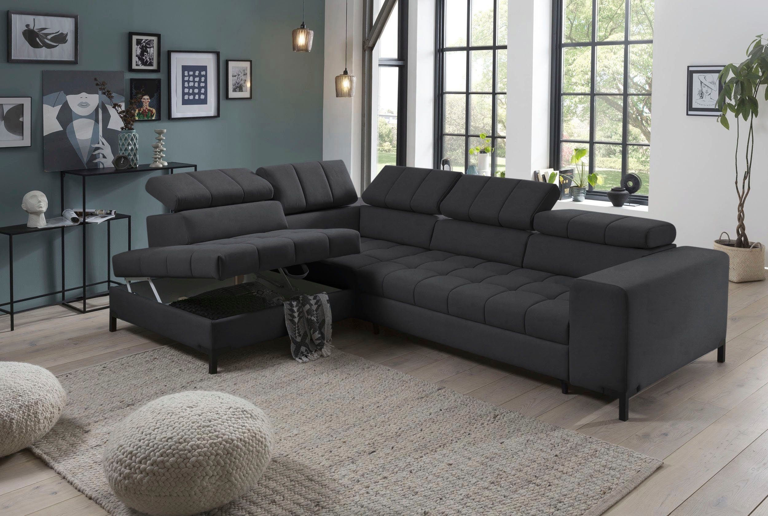 exxpo - sofa fashion Hoekbank Bocco, hoogwaardige afwerking, geweldig zitcomfort, comfortabel, L-vorm
