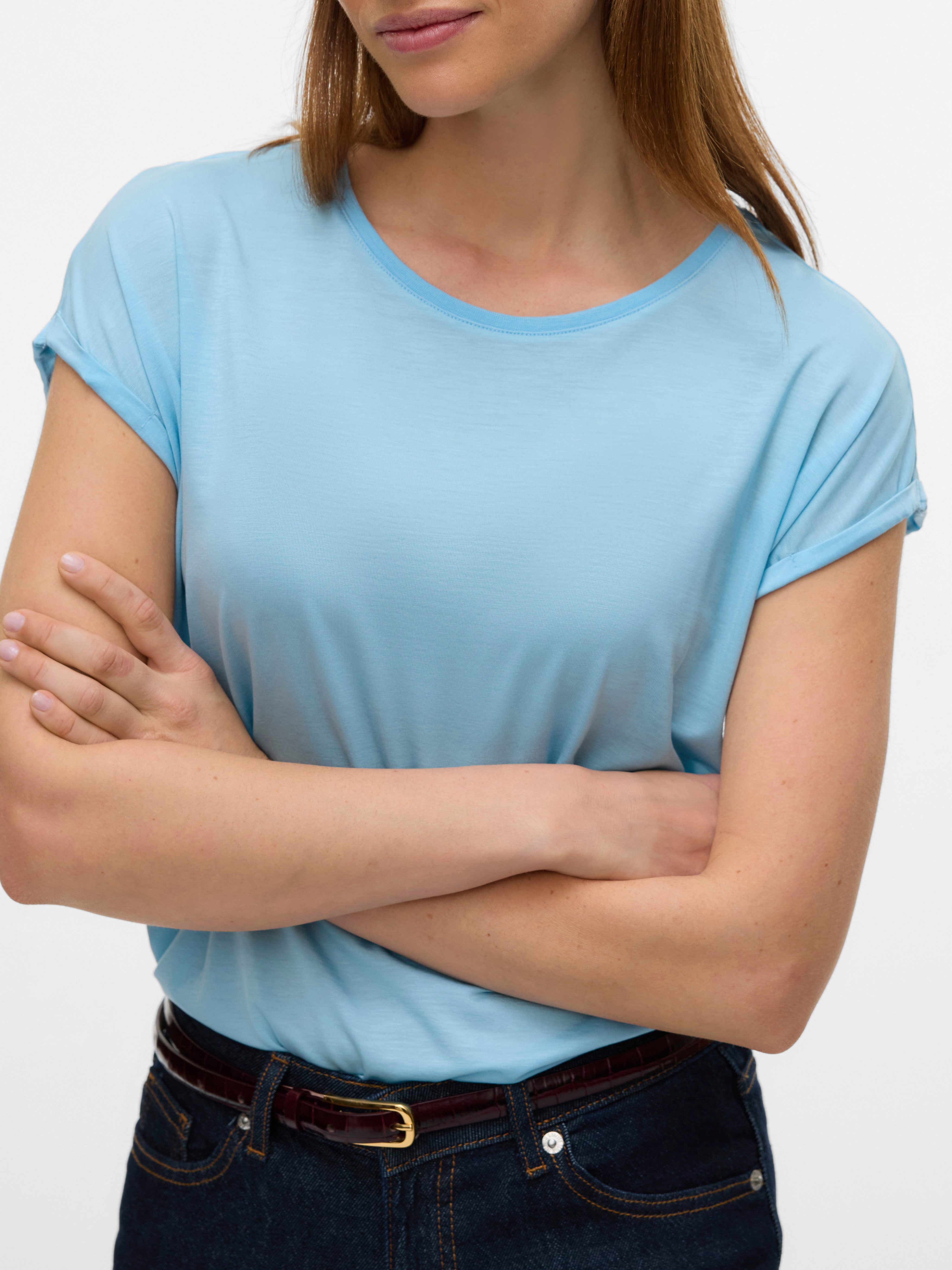 Vero Moda Shirt met ronde hals VMAVA PLAIN SS TOP GAJRS NOOS