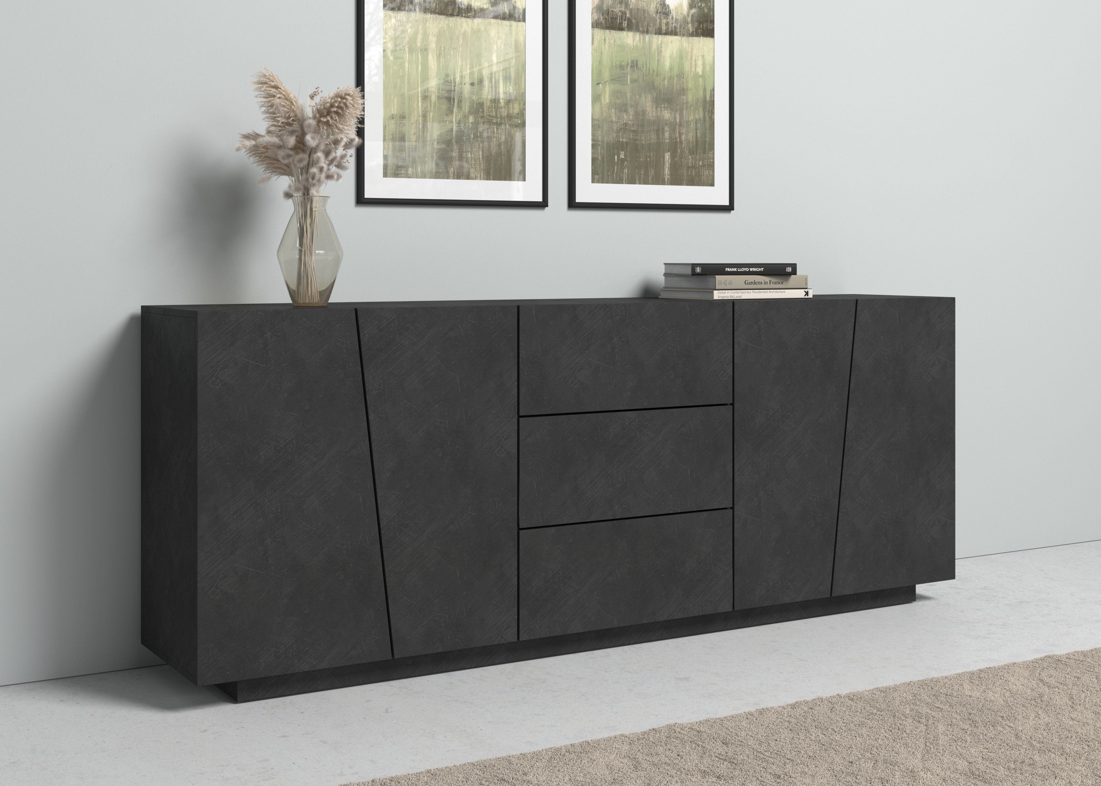 INOSIGN Dressoir VEGA Breedte 220 cm dressoirs grijs