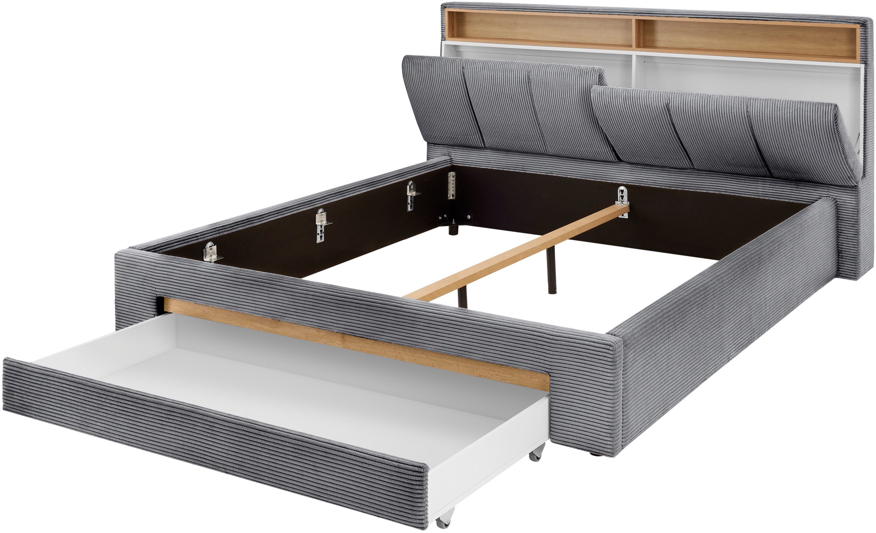 INOSIGN Gestoffeerd bed CiTY/GiRON,, gepolsterd opbergbed, met LED-verlichting Bedkisten met hondenbed of als opbergruimte, opklapbare hoofdeinden