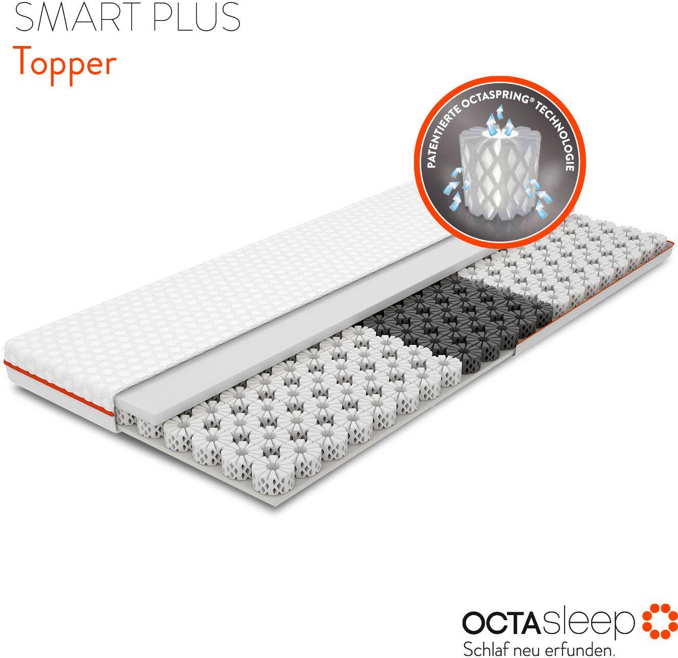 OCTAsleep Topmatras Octasleep Smart Plus Topper OCTAspring® aerospace technologie, topper, ergonomisch, ademend (1 stuk)