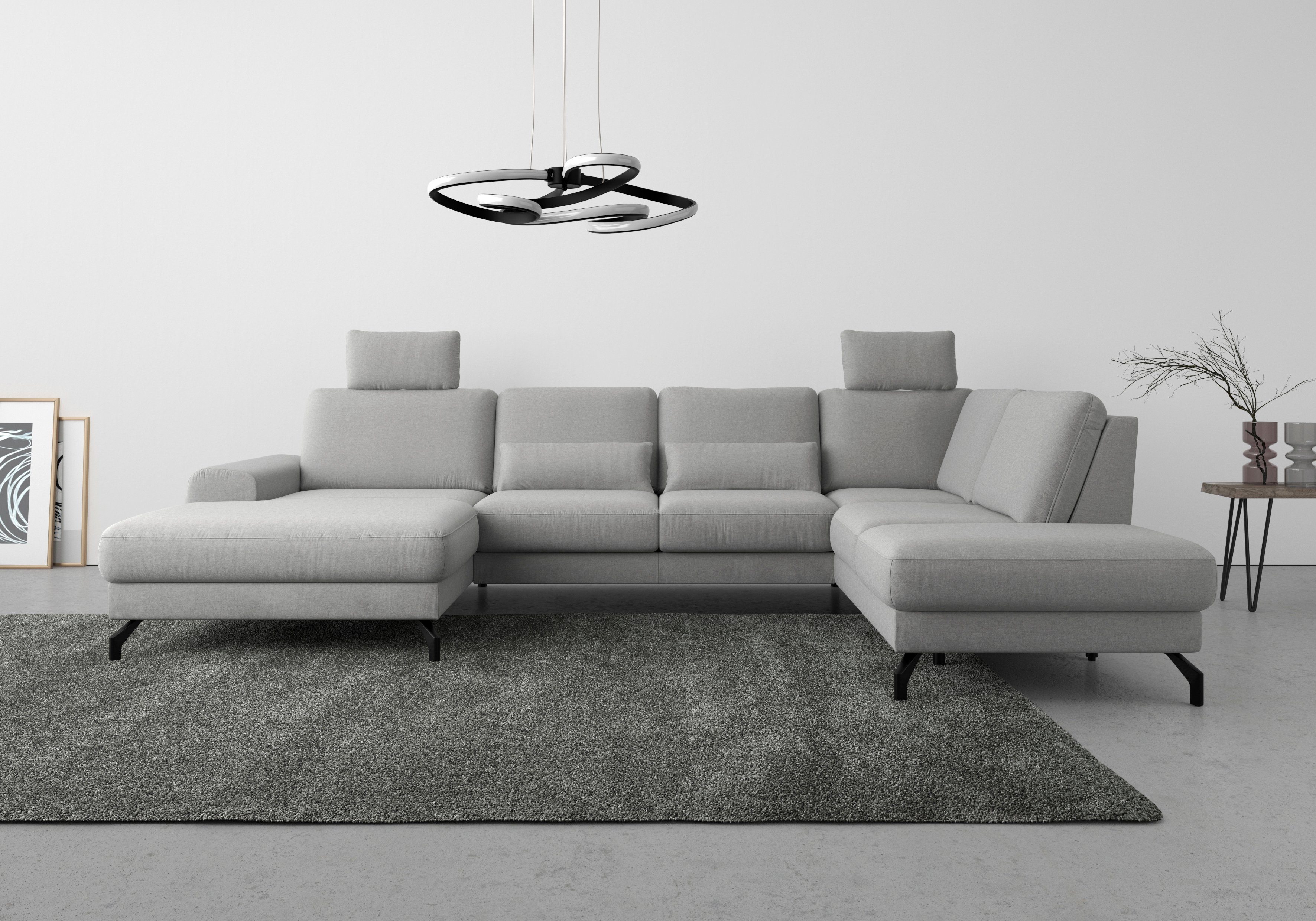 sit&more Zithoek Cinturo U-vorm inclusief zitdiepteverstelling en binnenvering, zithoogte 45 cm , zithoeken, mega-Recamiere links
