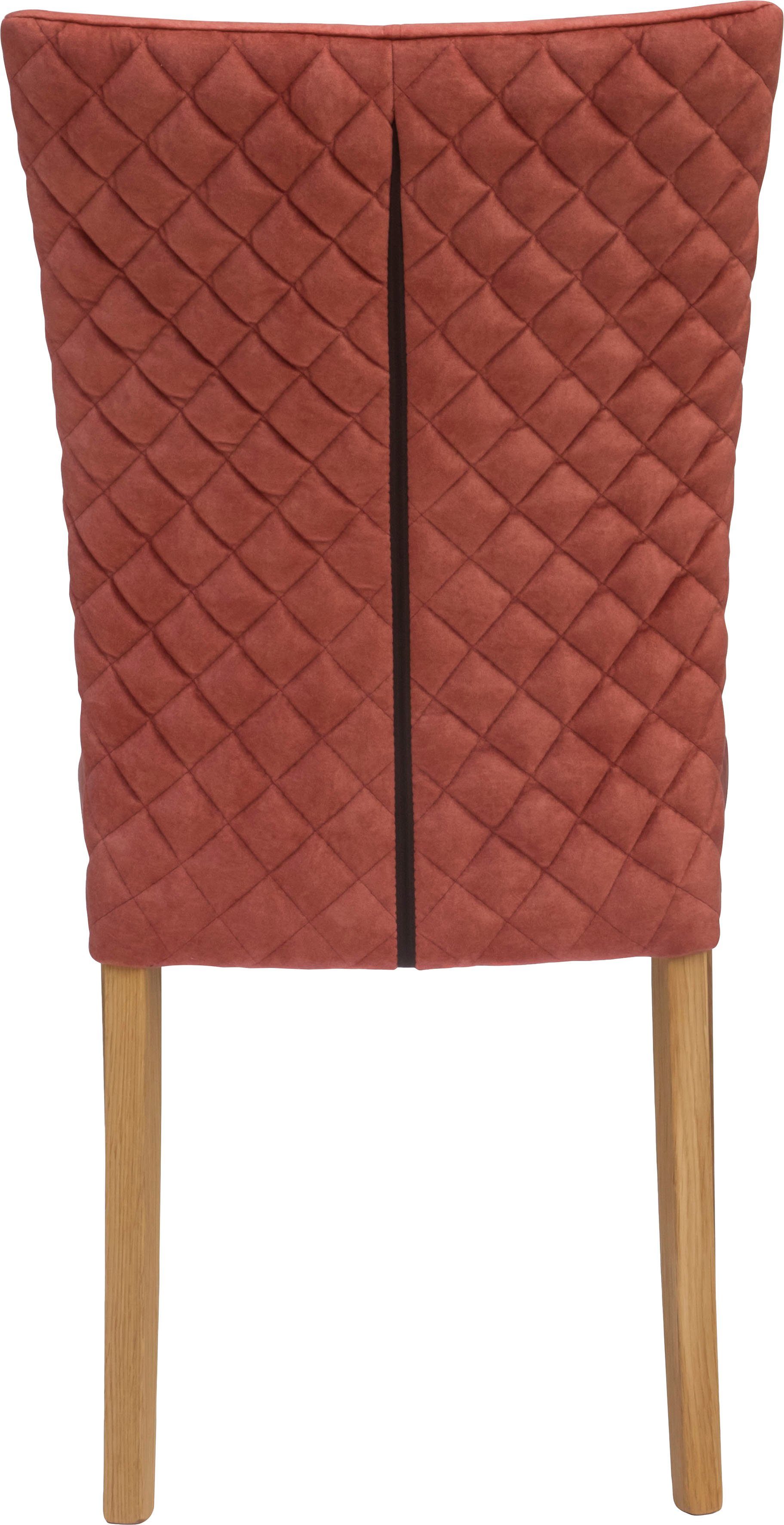 Leonique Eetkamerstoel Vence met ruitstiksel in de rugleuning, poten van massief eiken (set, 2 stuks)
