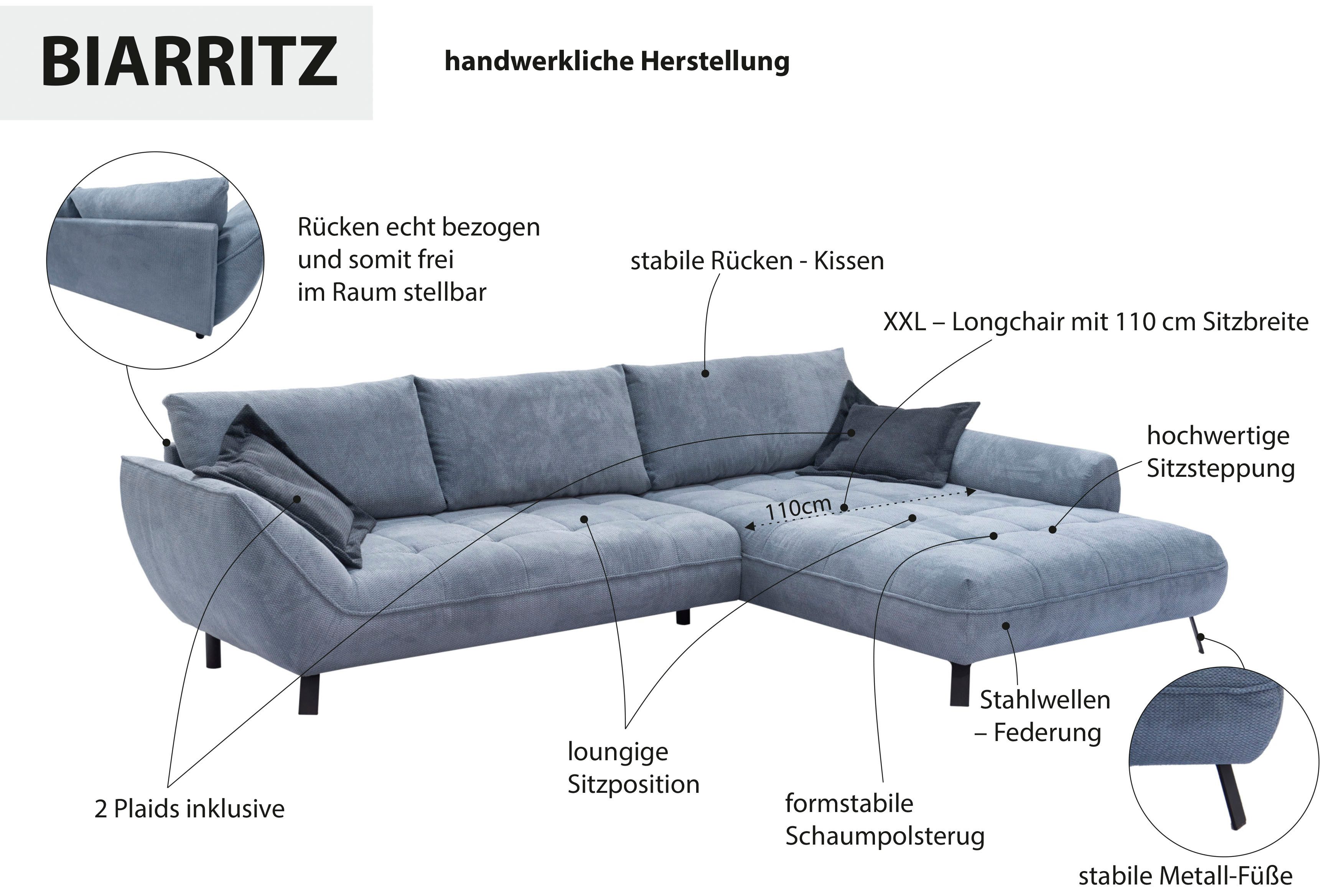 exxpo - sofa fashion Hoekbank Biarritz modern en elegant mega bank met geweldig zitcomfort, L-vorm