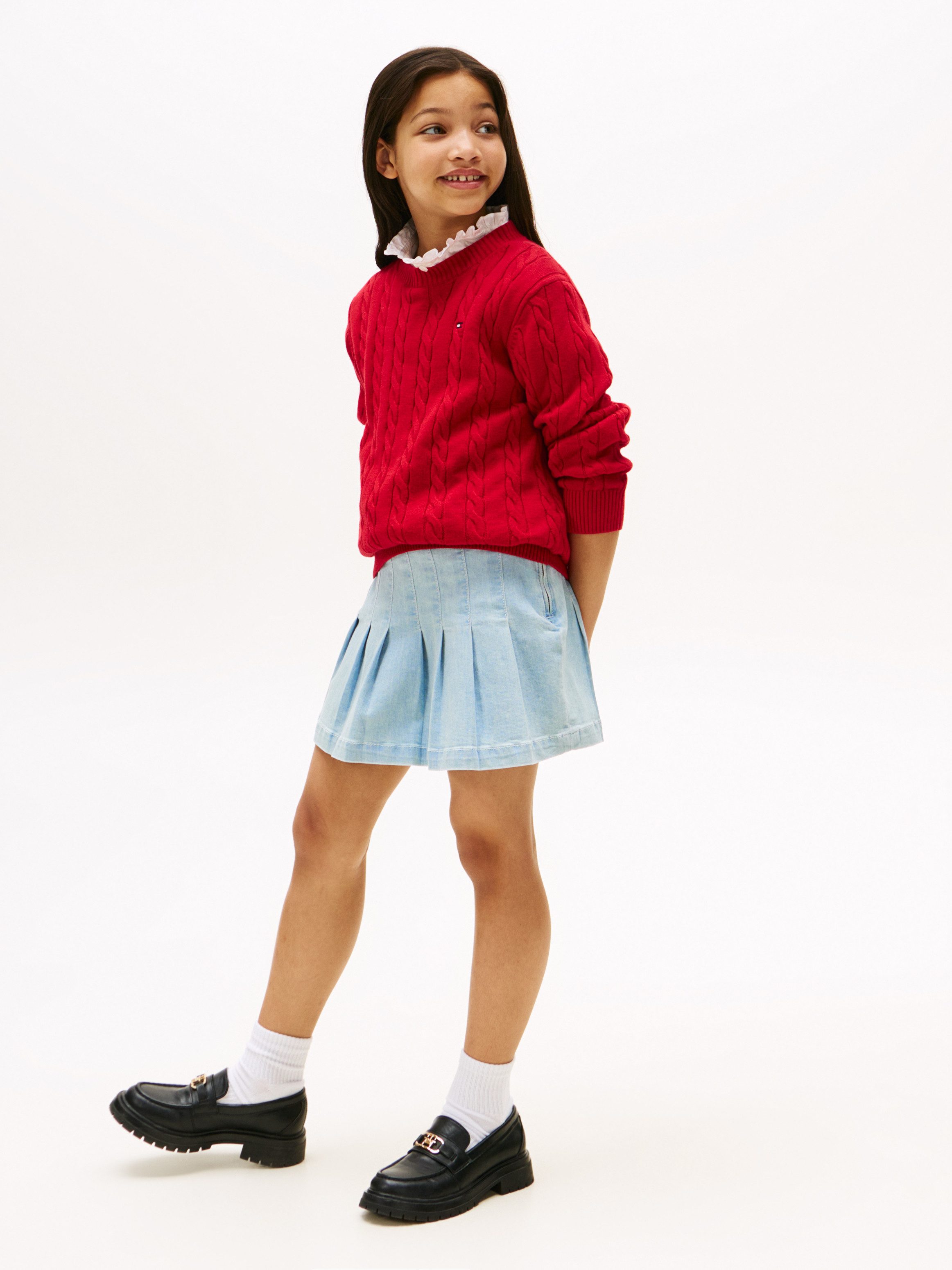 Tommy Hilfiger Jeans rok DENIM PLEATED SKIRT voor kinderen tot 16 jaar, met plooien