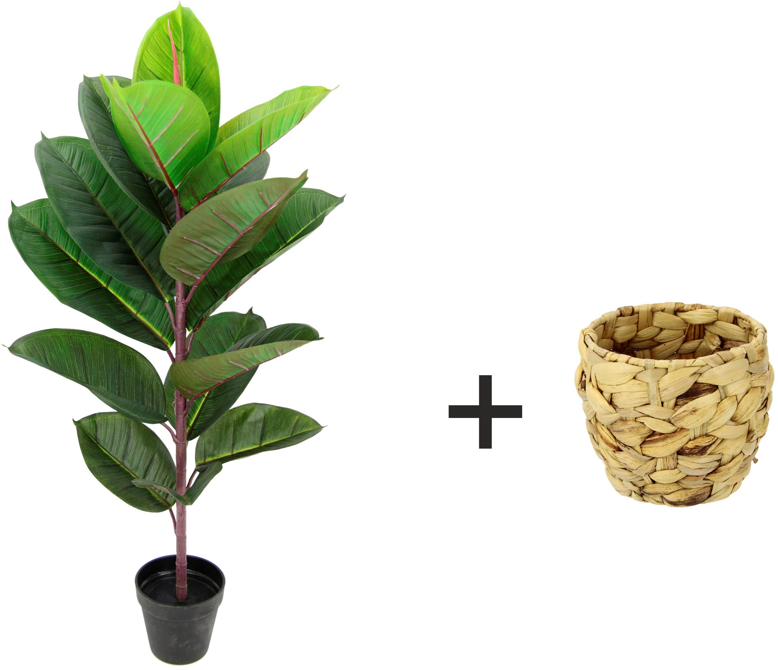 I.GE.A. Kunstboom Rubberboom Met overpot, Ficus Elastica