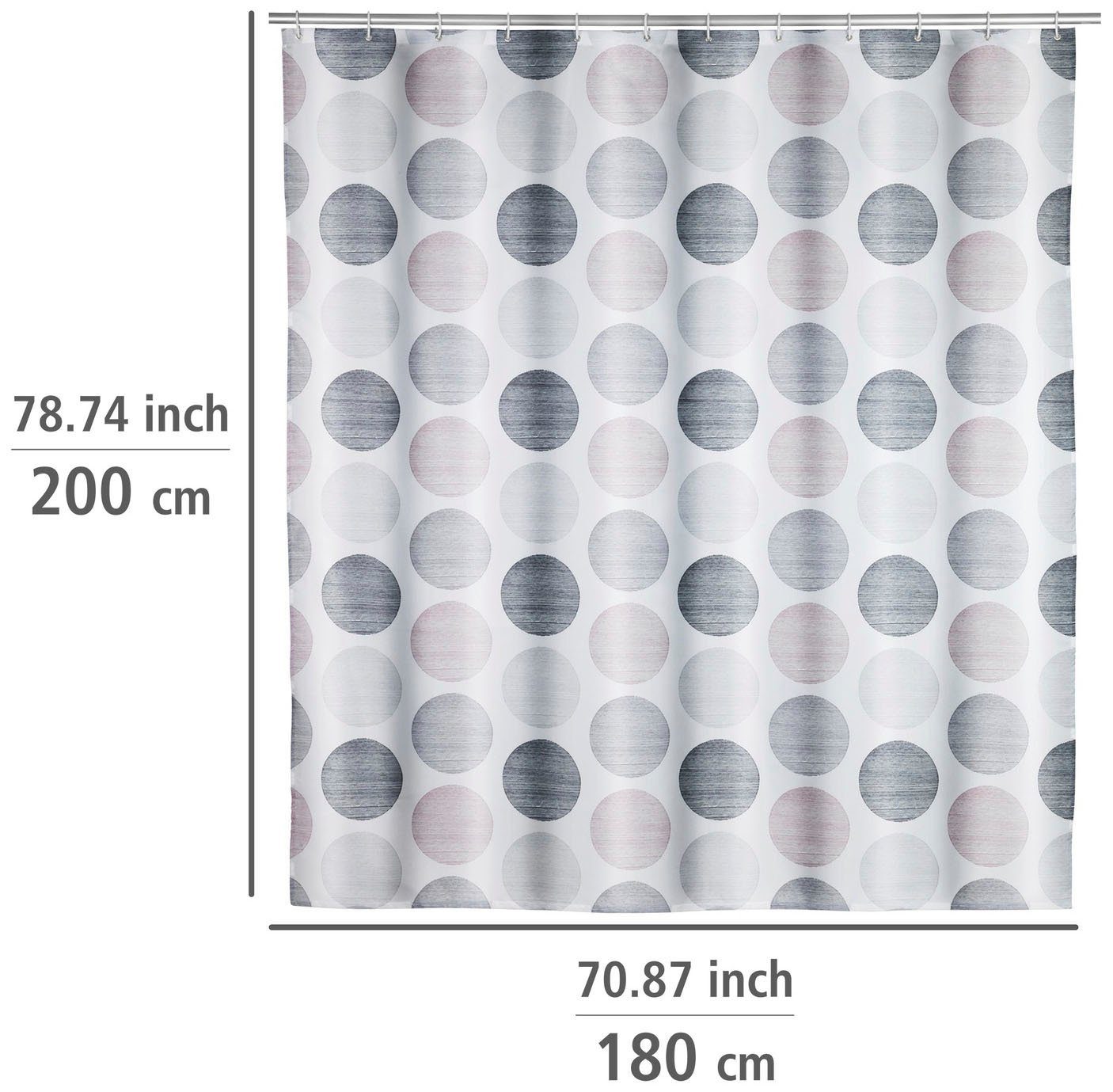 WENKO Douchegordijn Pastel Dots Hoogte 200 cm, met stippen-patroon
