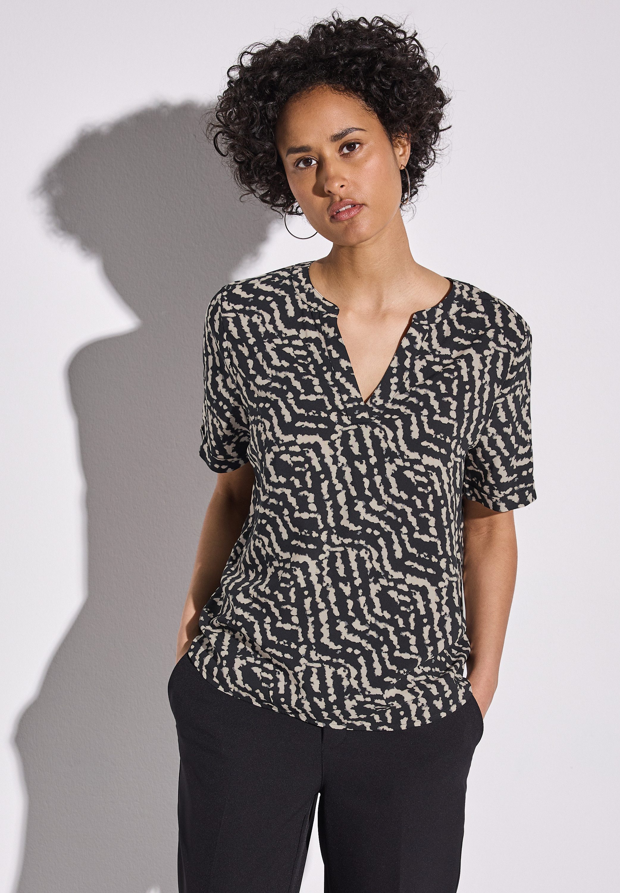 STREET ONE Blouse met korte mouwen met grafisch patroon