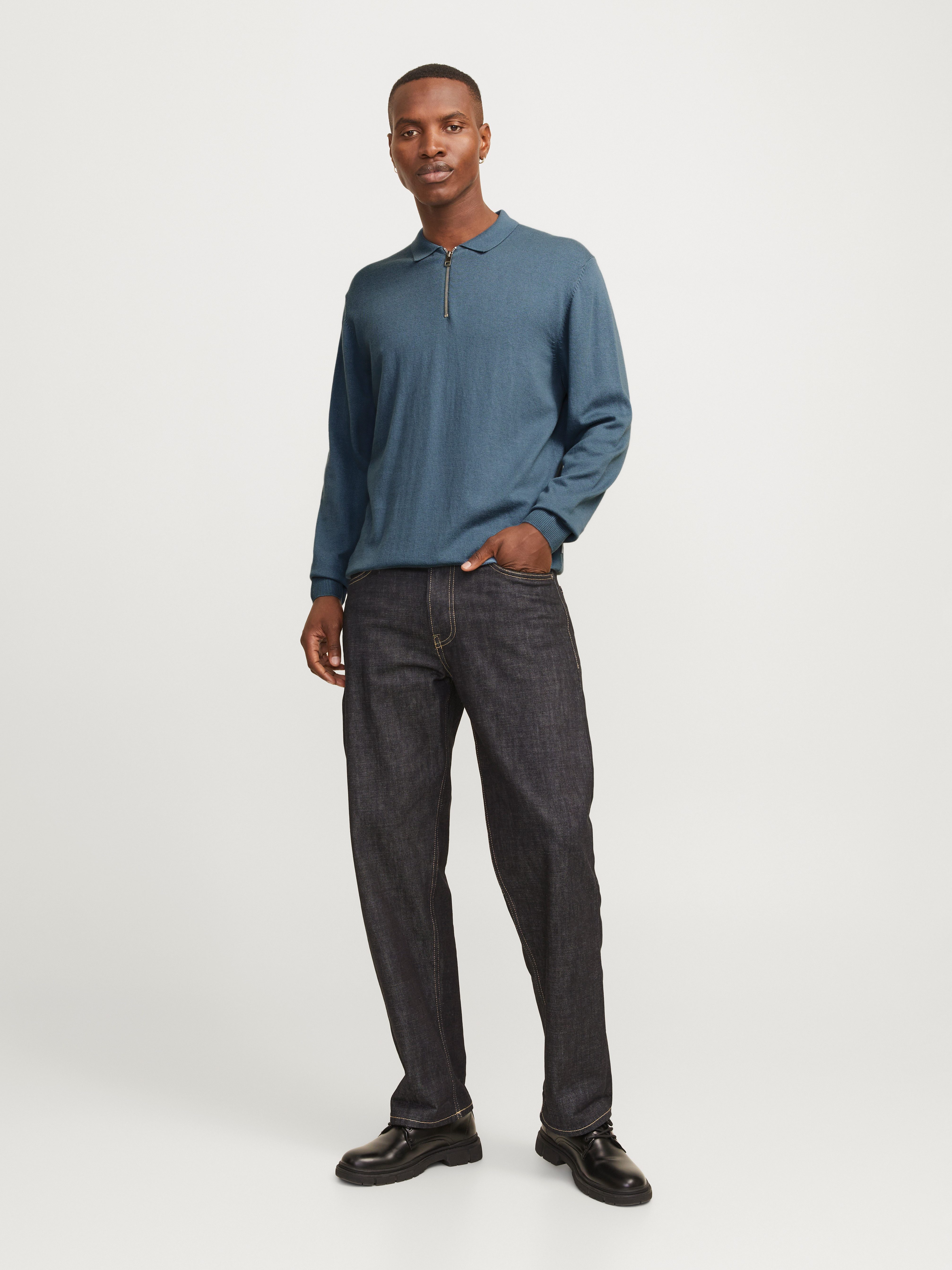 Jack & Jones Trui met polokraag JJEEMIL KNIT POLO HALF ZIP LS NOOS