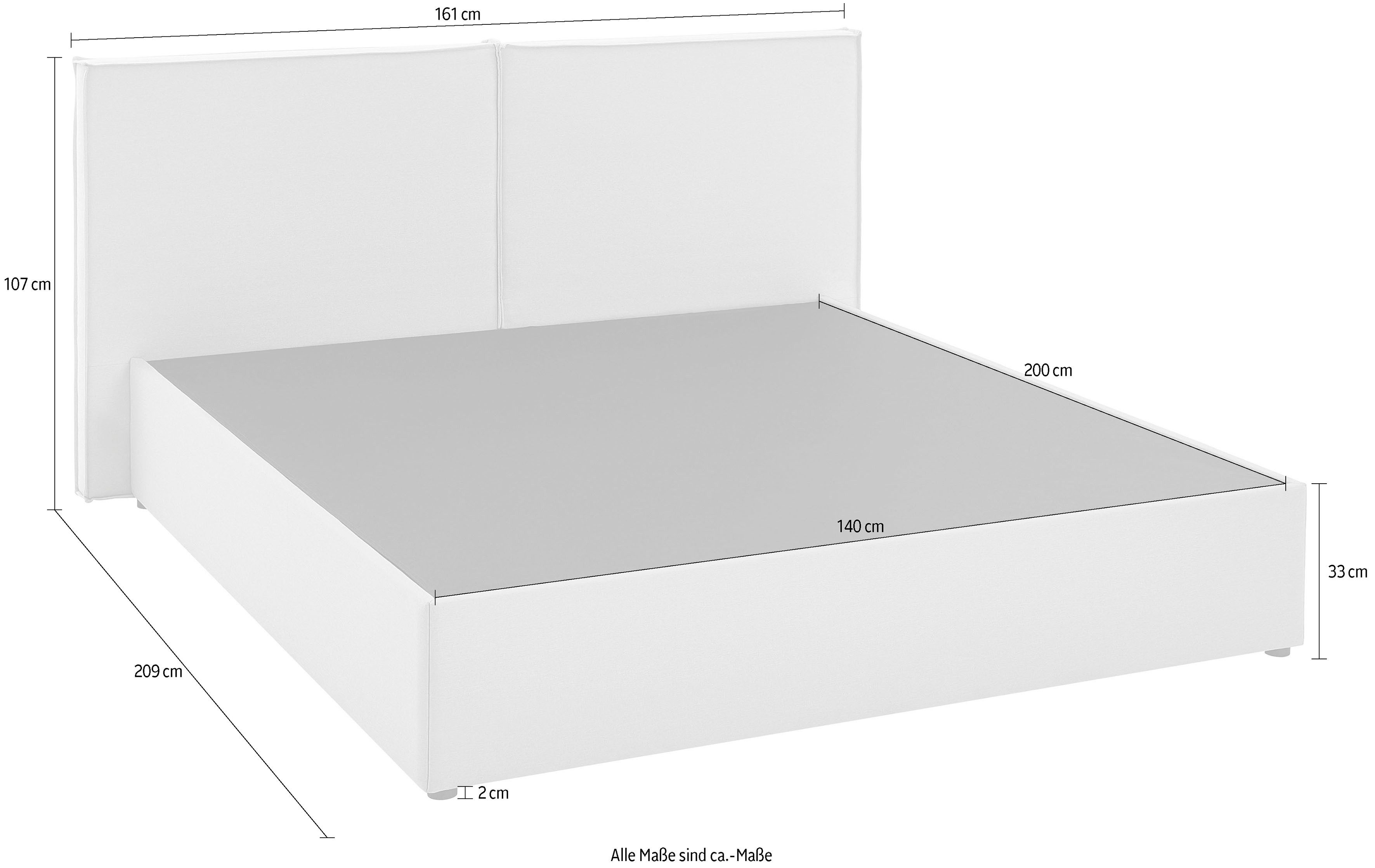 ATLANTIC home collection Boxspring NIKITA bodembedekkend bed, optioneel met matras en topper