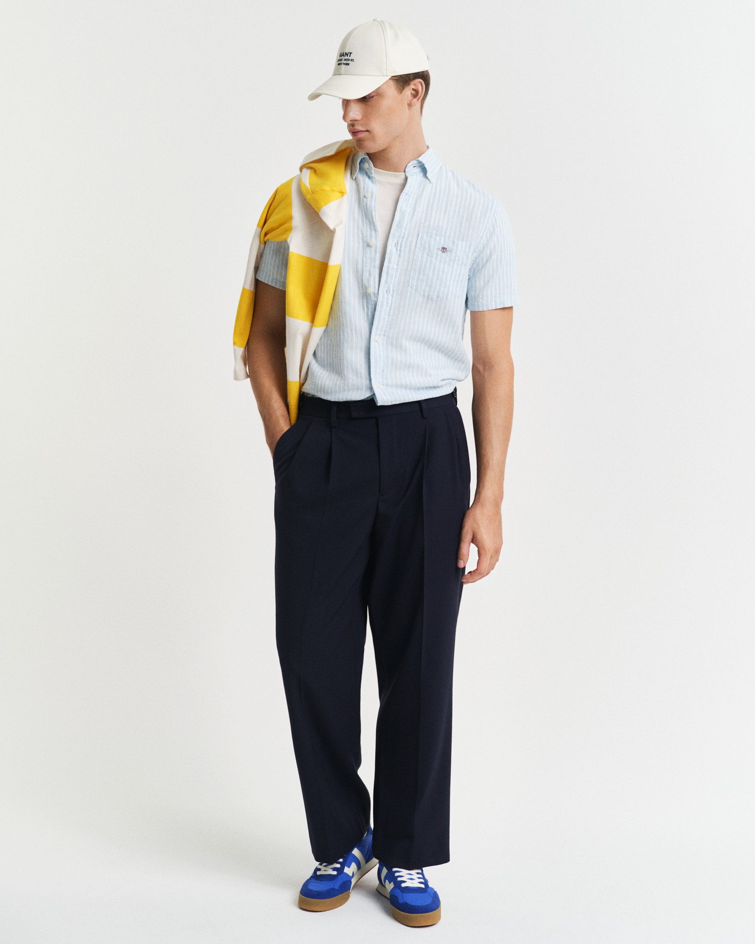 Gant Overhemd met korte mouwen REG COTTON LINEN STRIPE SS SHIRT