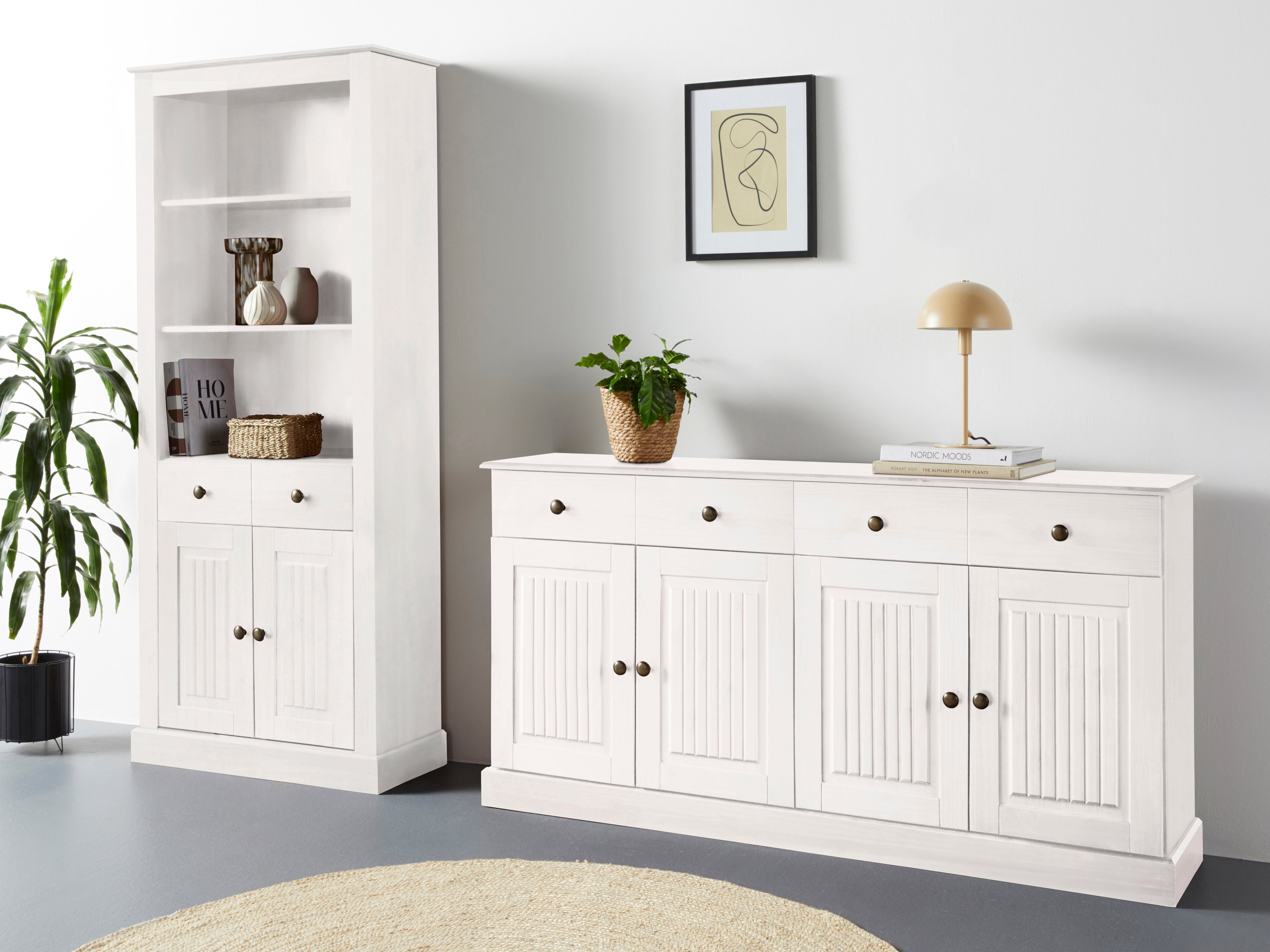Home affaire Dressoir Liotta met 2 laden en 2 verstelbare planken, massief grenen
