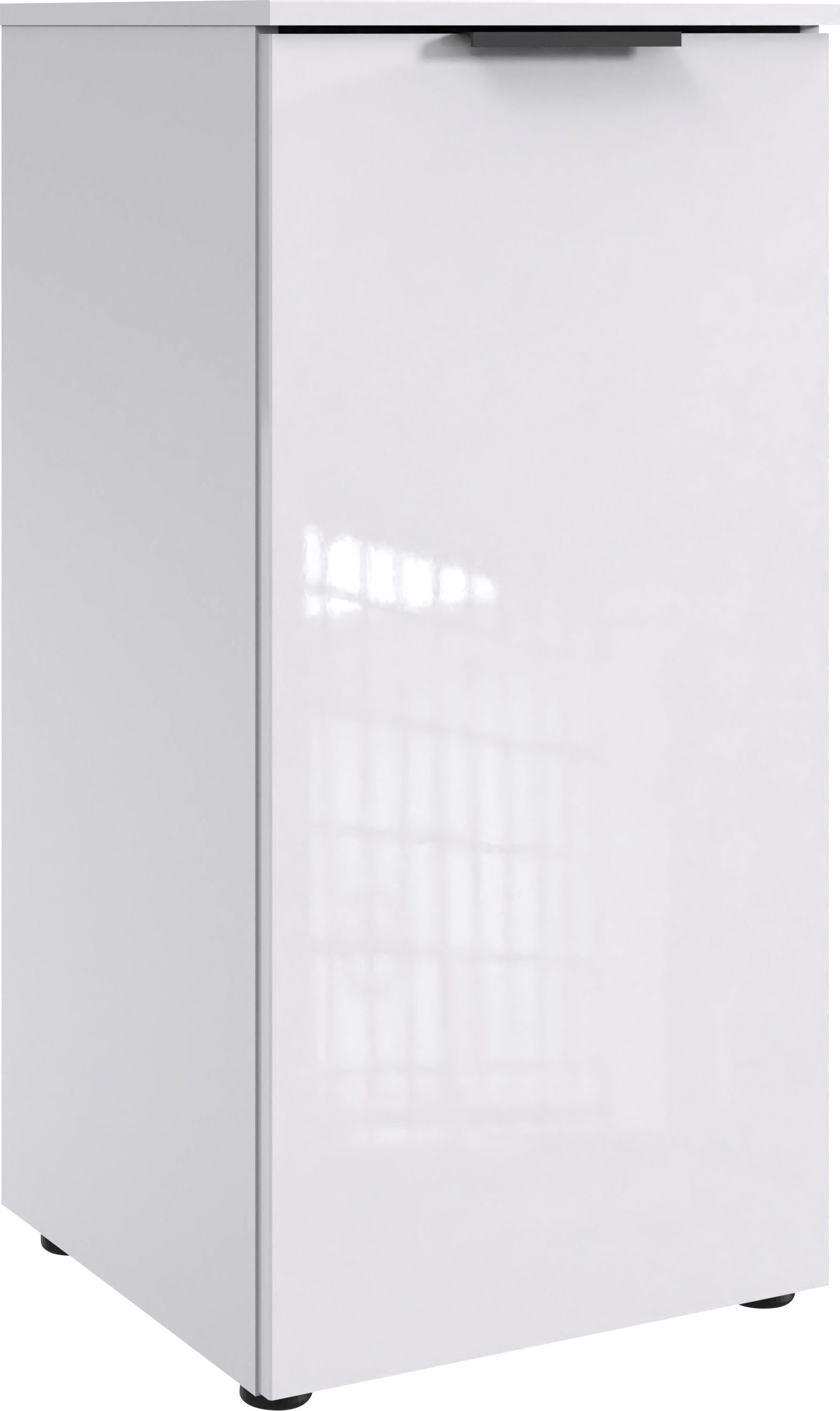 Wimex Kast Level36 D by fresh to go 1-deurs met soft-close functie, gelakte voorkant, zwarte handgrepen dressoirs wit