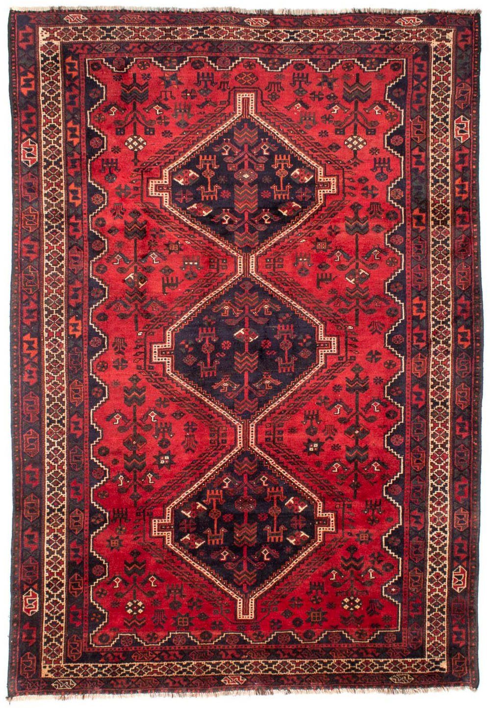 morgenland Wollen kleed Shiraz medaillon rosso scuro 305 x 215 cm Uniek exemplaar met certificaat