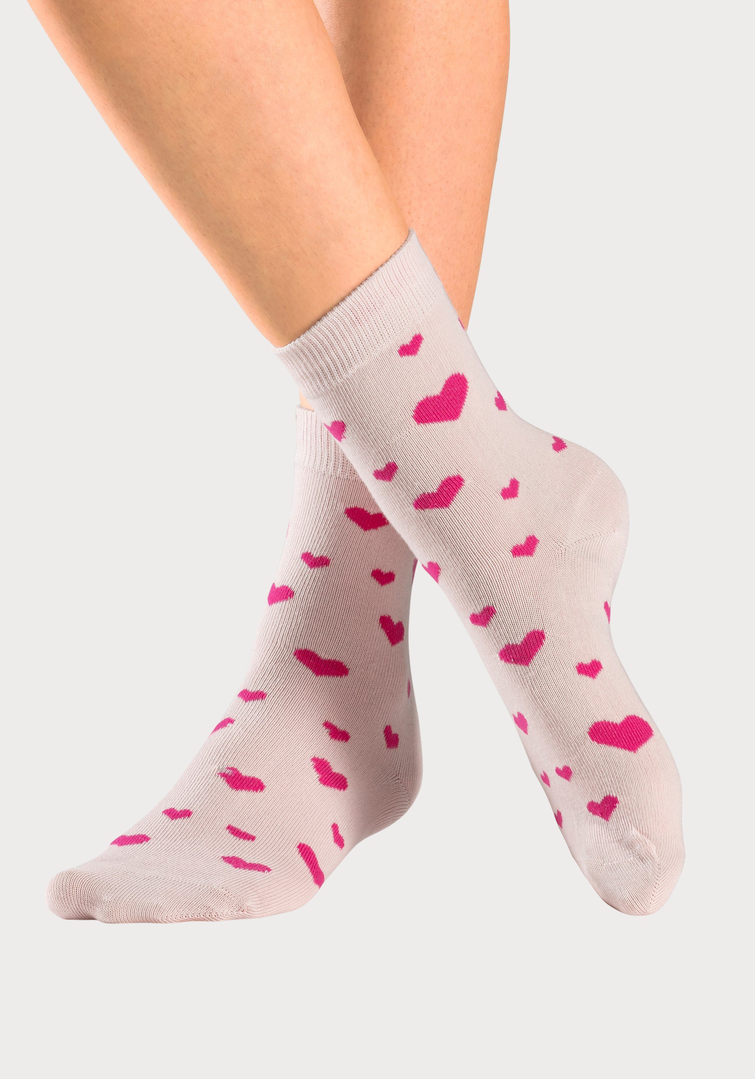 Lascana Basic sokken Cadeau Valentijnsdag in geschenkdoos voor valentijnsdag (box, 7 paar)