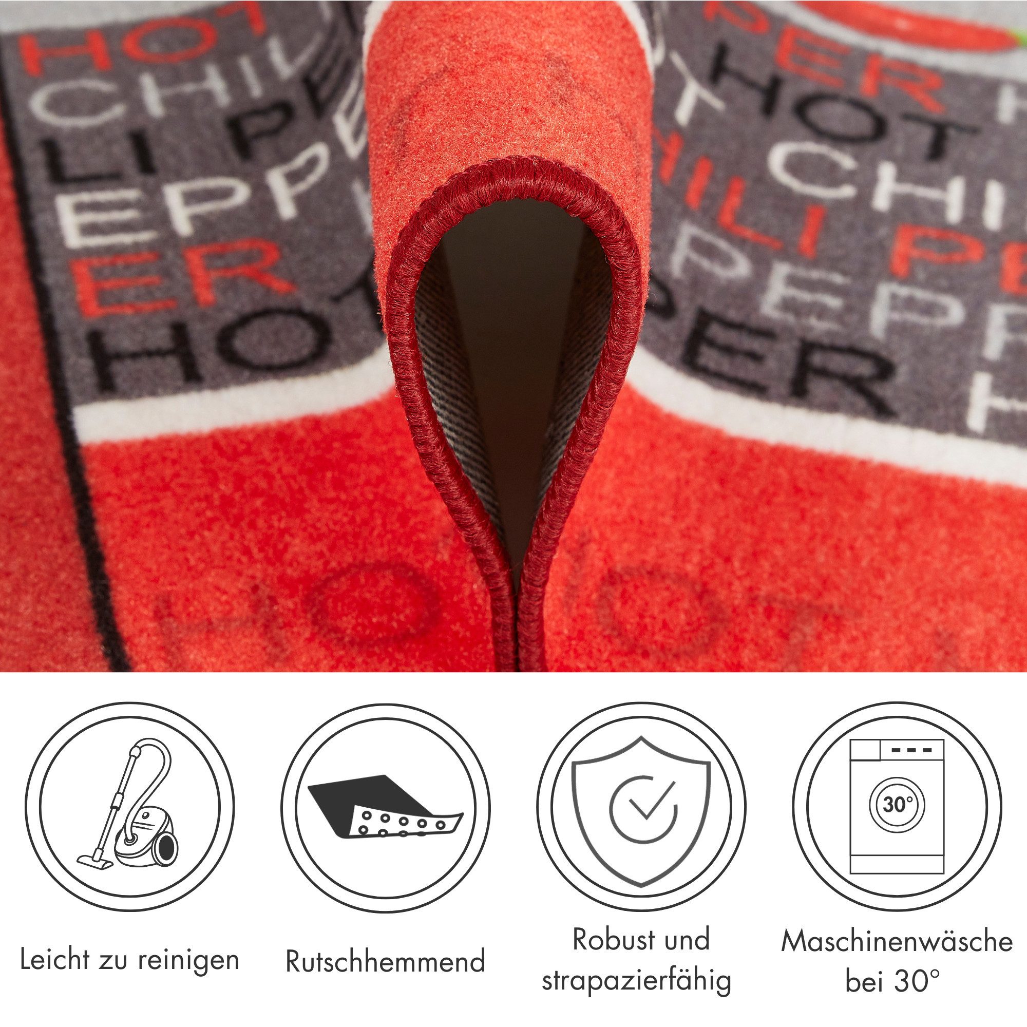 Andiamo Keukenloper Hot Pepper Motief peperoni/chili, keuken, wasbaar