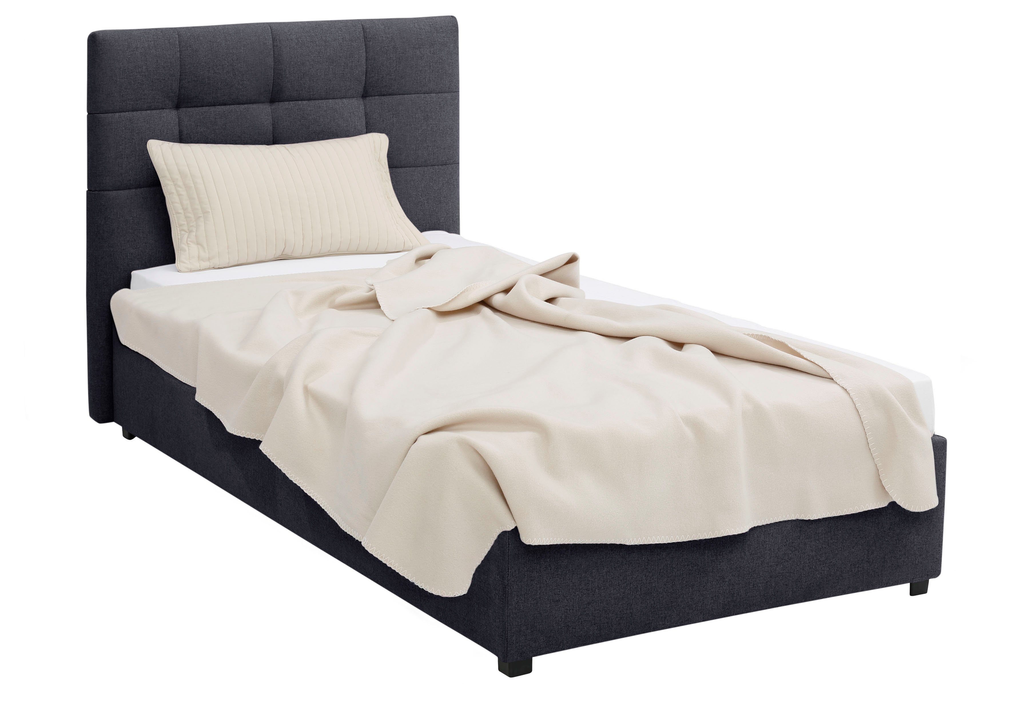 Lüttenhütt Gestoffeerd bed Endres met bedkist, naar keuze zonder matras/lattenbodem of incl. matras