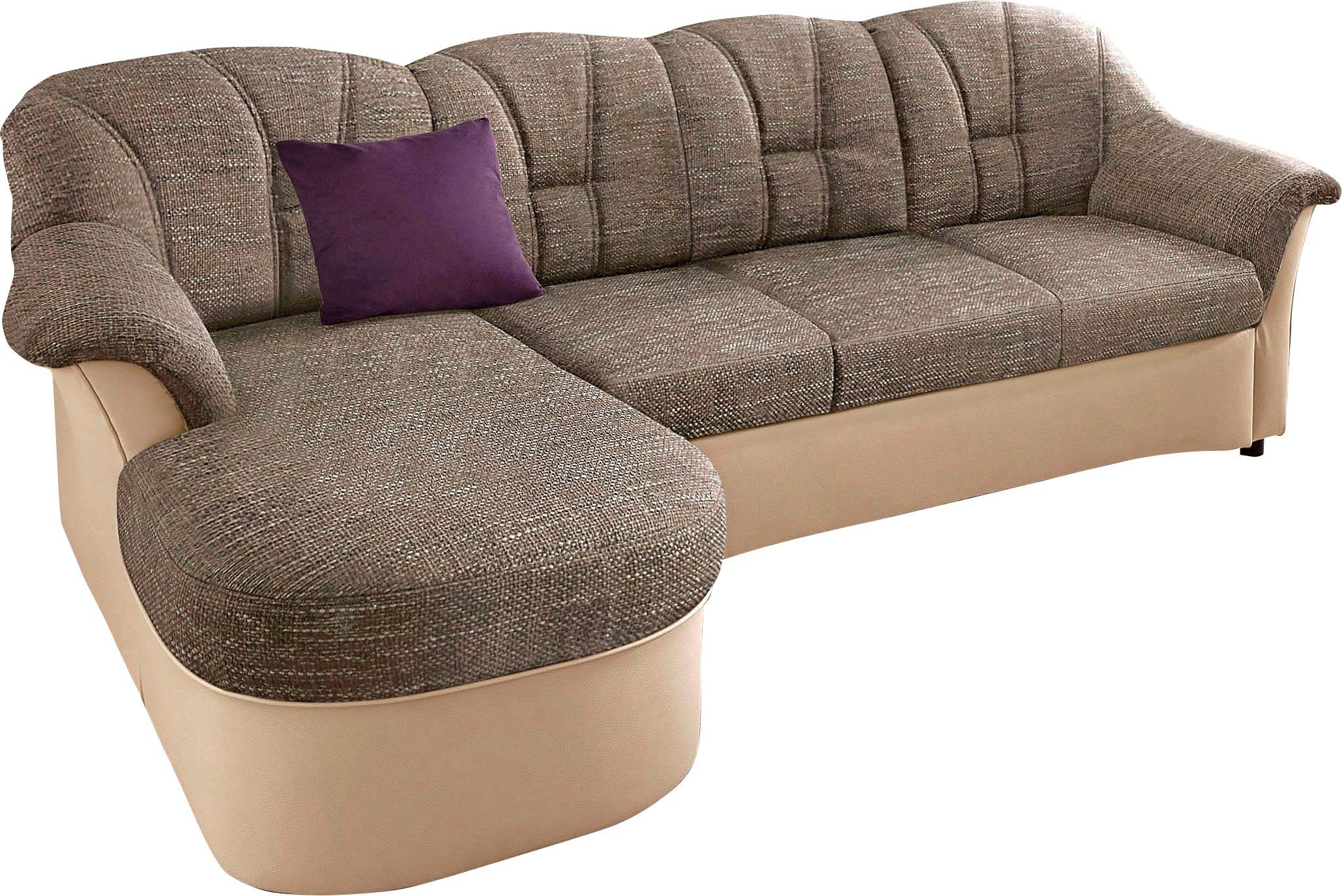DOMO collection Hoekbank Flores slaapbank, B/D/H: 233/142/86 cm, L-vorm naar keuze met slaapfunctie, naar keuze met binnenvering, ook in leer
