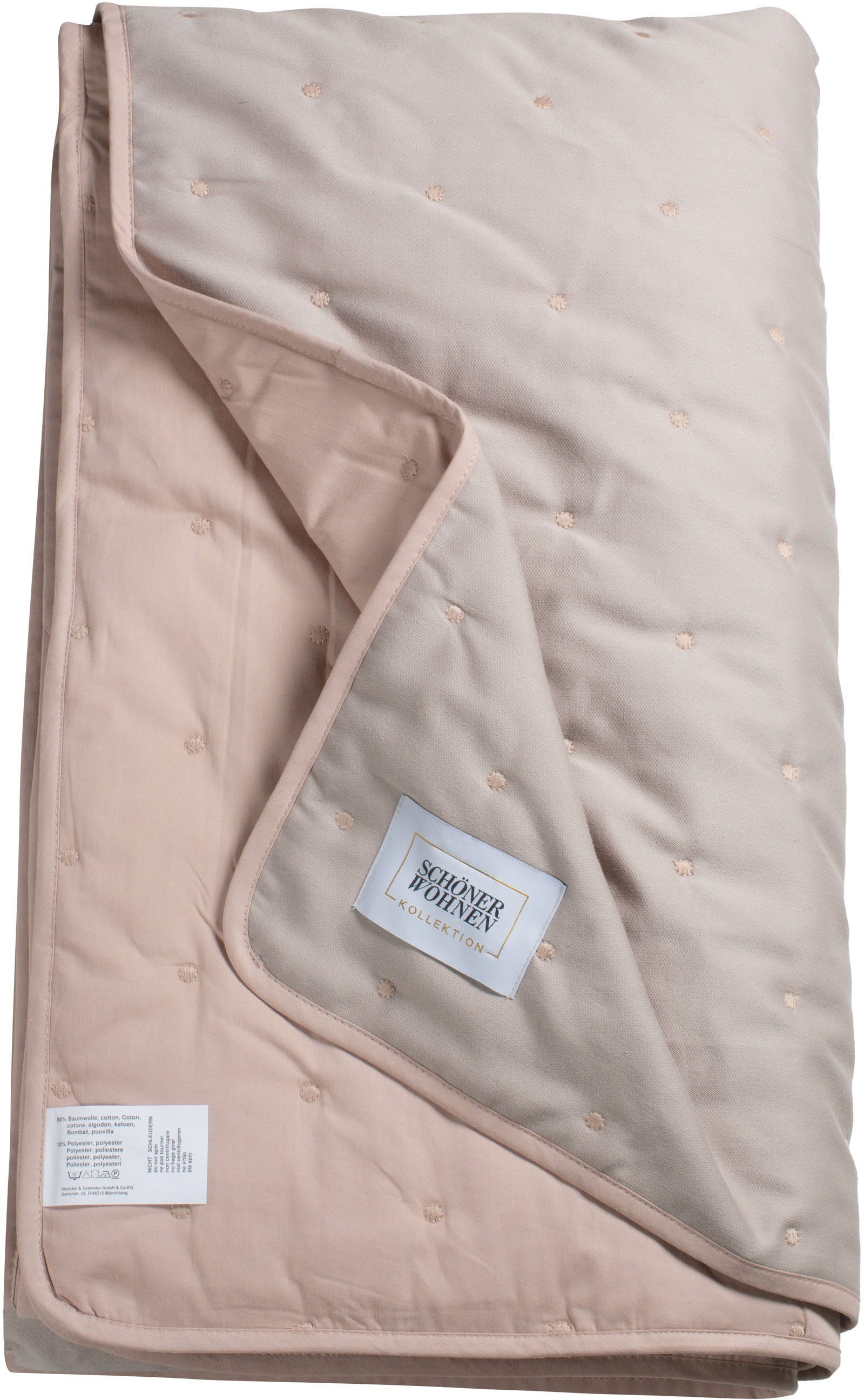 SCHÖNER WOHNEN-KOLLEKTION Beddensprei Soft met stippenstepping en ingenaaid fleece-futter