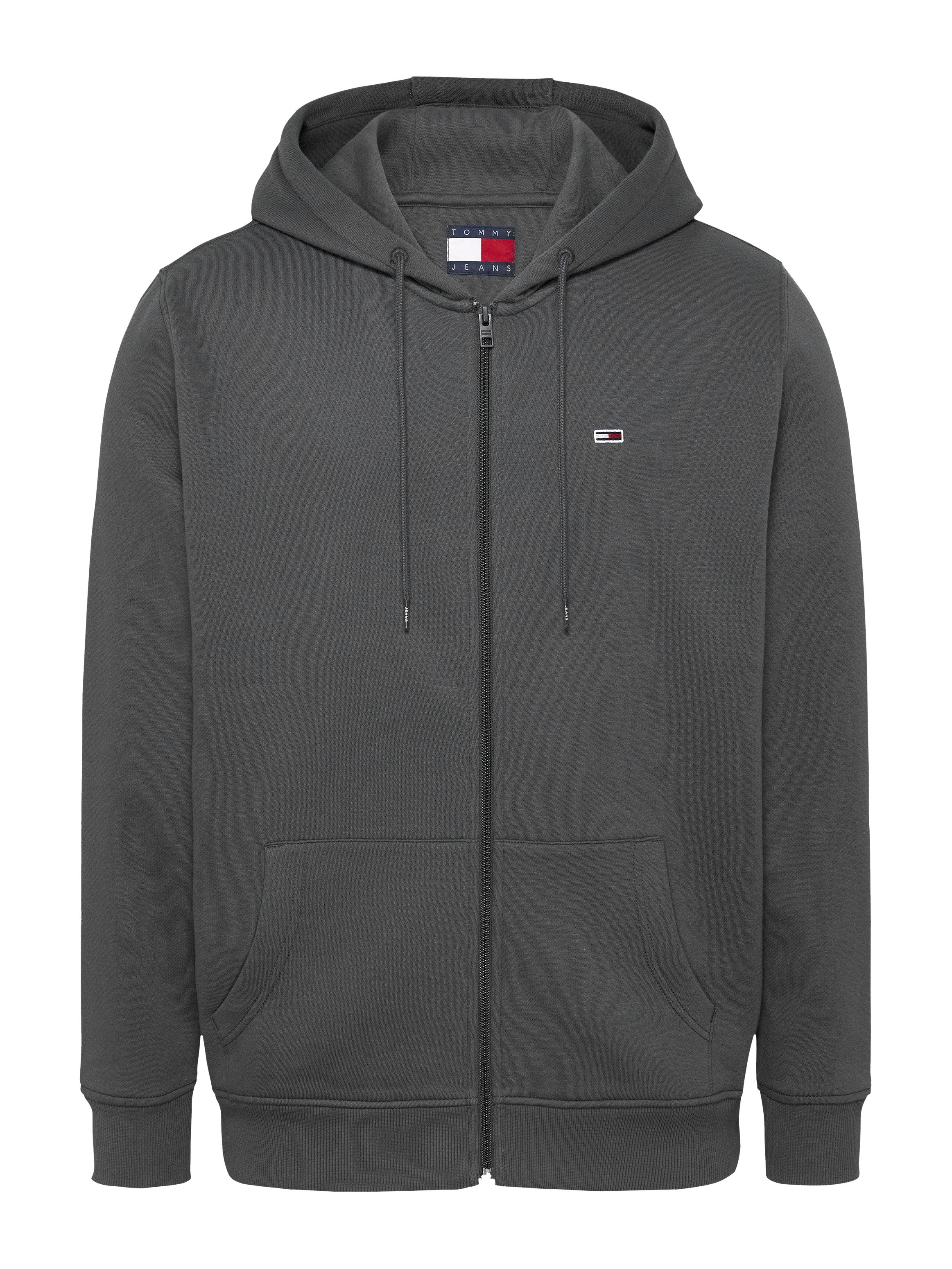 TOMMY JEANS Sweatshirt TJM REG S FLAG ZIP FLEECE THRU met geborduurd merklogo op borsthoogte