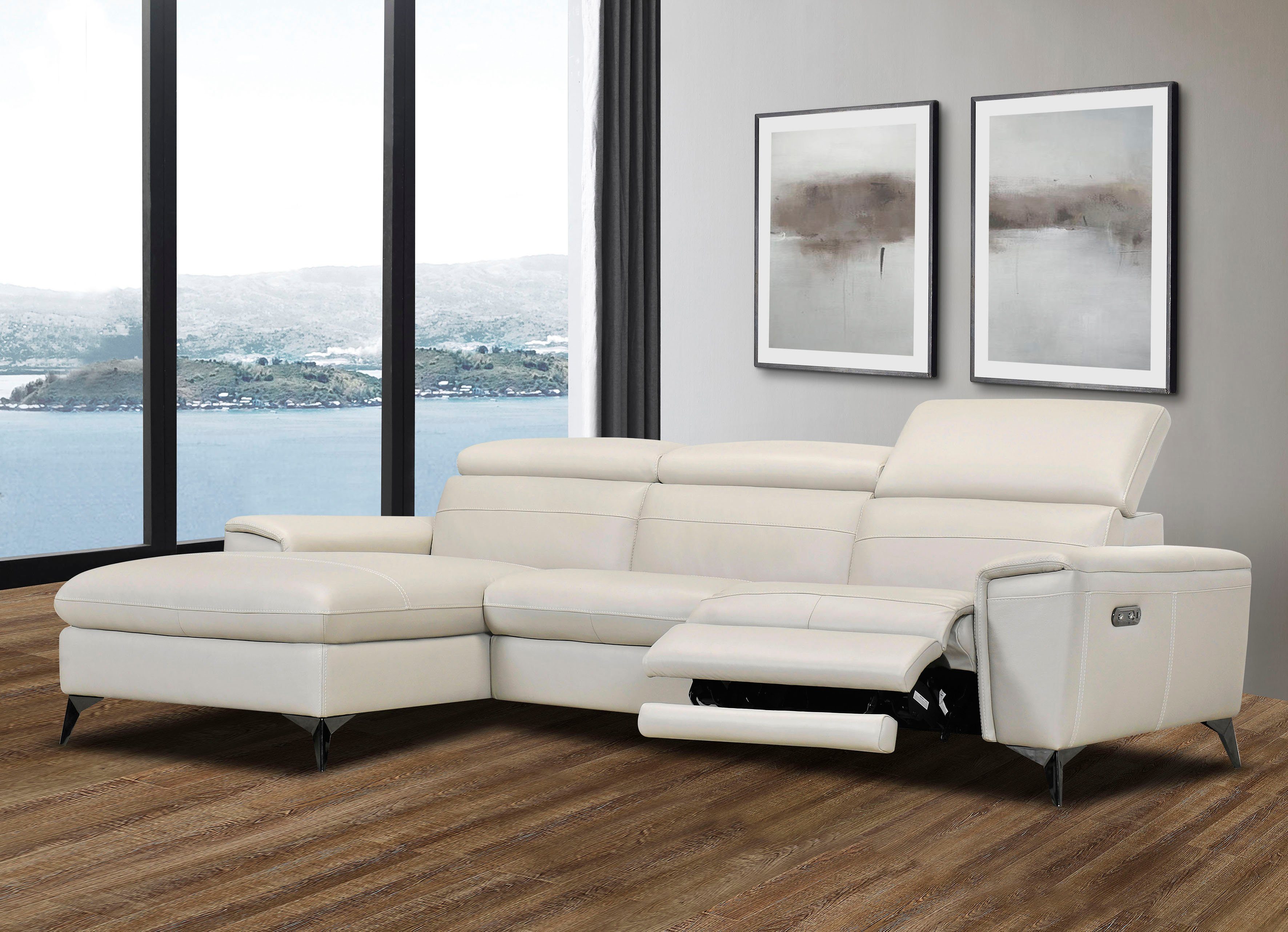 Places of Style Hoekbank Theron, L-vorm, 263 cm, elektrische relaxfunctie, usb-aansluiting, handmatig verstelbaar hoofdeind
