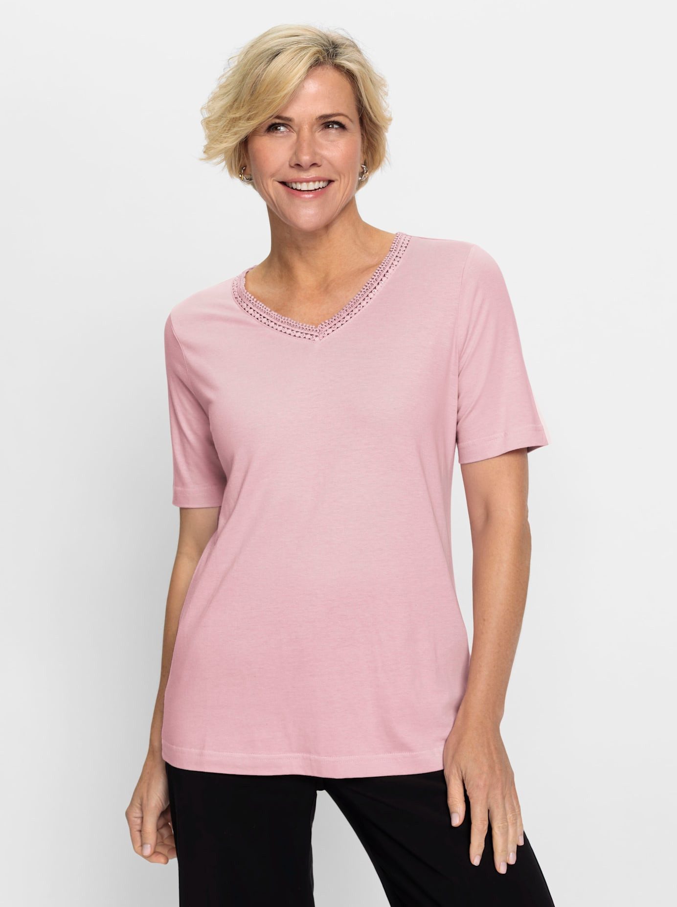 Classic Shirt met V-hals Shirt (1-delig)
