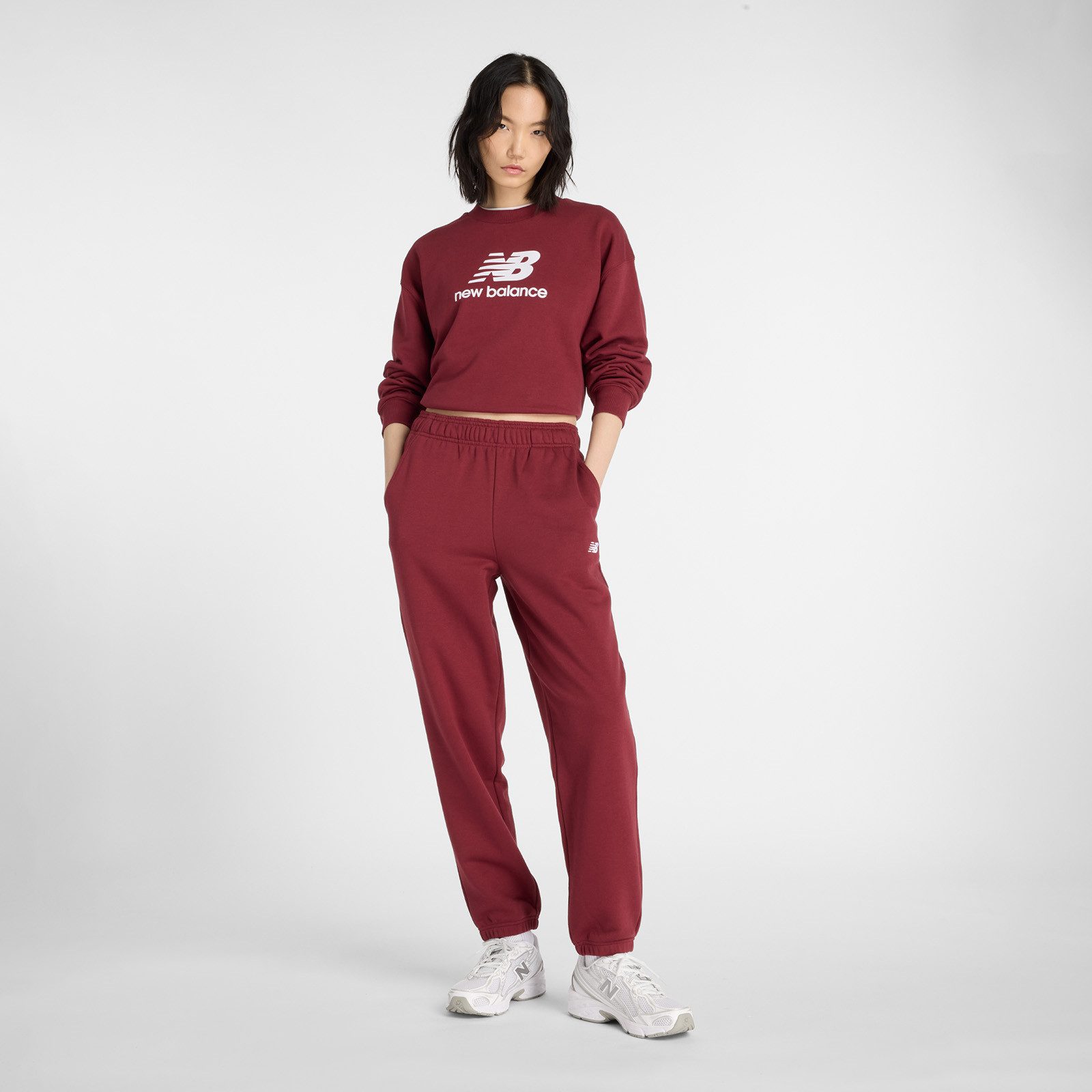 New Balance Sweatshirt Sport Essentials French Terryogo CrewONARCH BURGUNDY