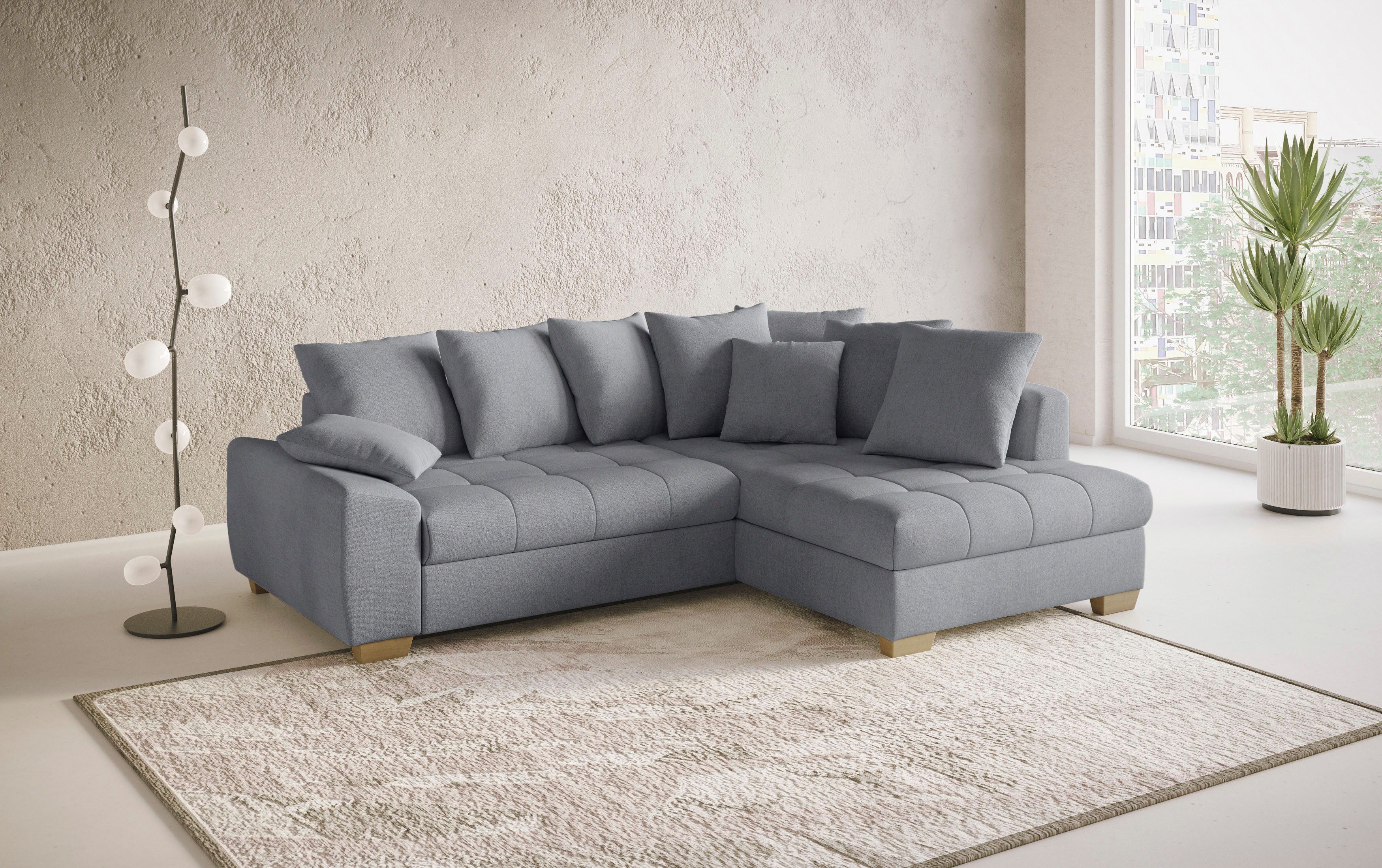 Mr. Couch Hoekbank Nikita II, L-Form, bis 140kg pro Sitzplatz belastbar met koudschuim bekleding, optioneel met bed en bedlade