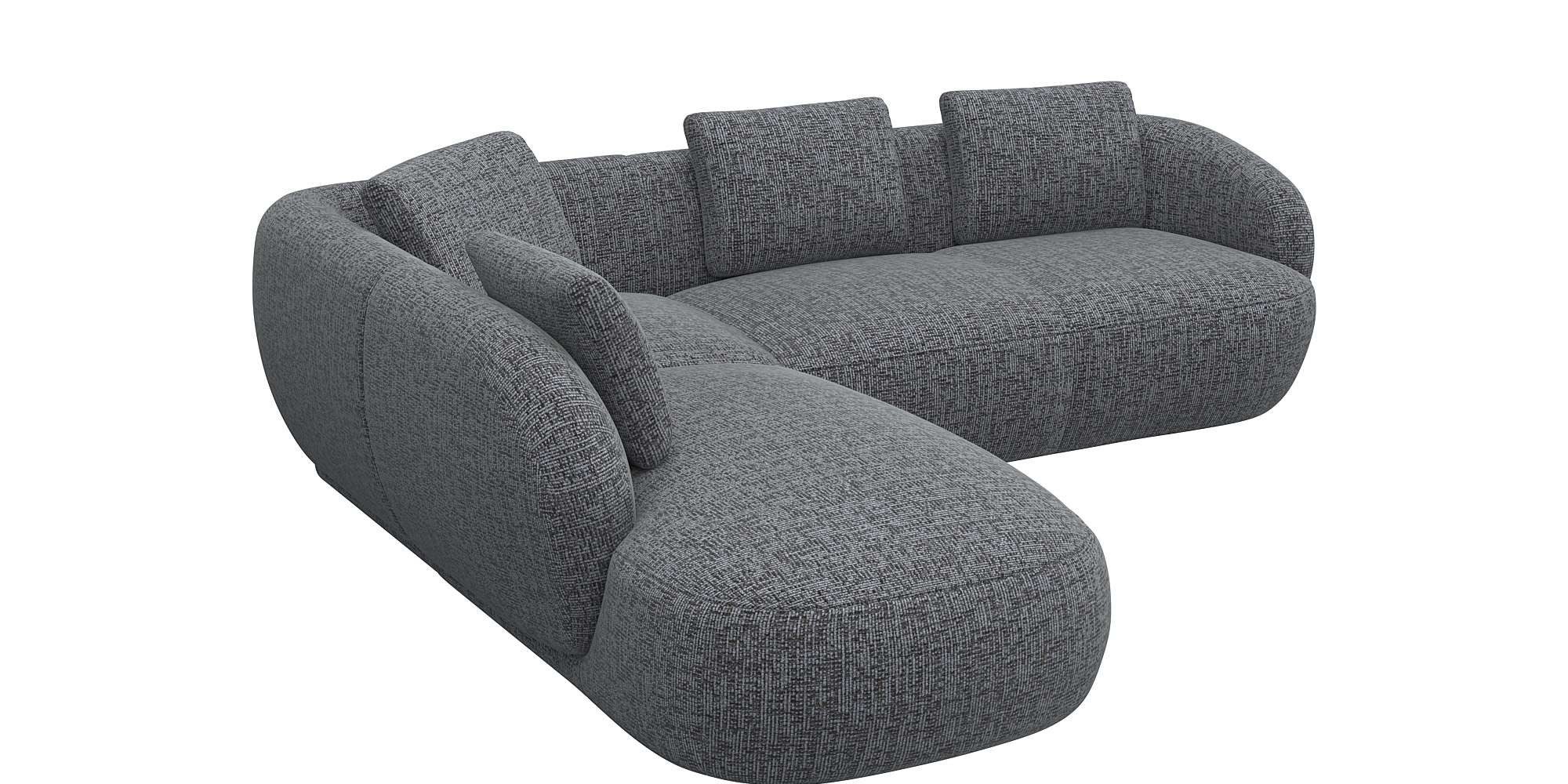 FLEXLUX Hoekbank Torino, rond, L-vorm, bankhoek met ottomane Modern, organisch bankontwerp, koudschuim, golfvering
