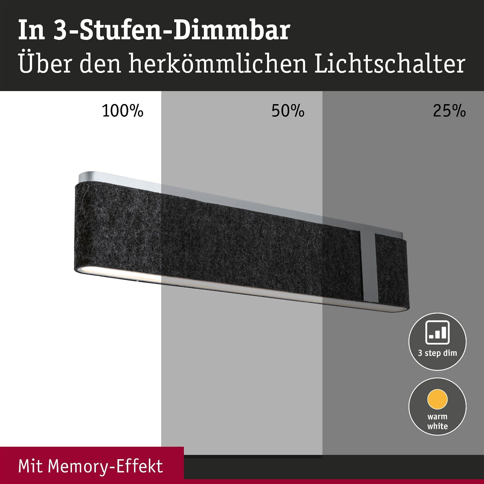 Paulmann Led-wandlamp Jagun 2700K 1250lm 230V 18W Antraciet (1 stuk)