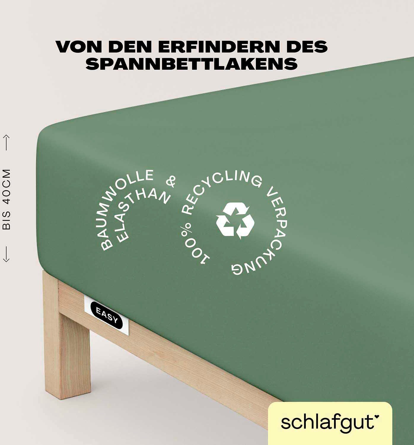 Schlafgut Hoeslaken EASY jersey elastaan boxspring (1 stuk) hoeslakens maat 90-100 cm x 200-220 cm groen