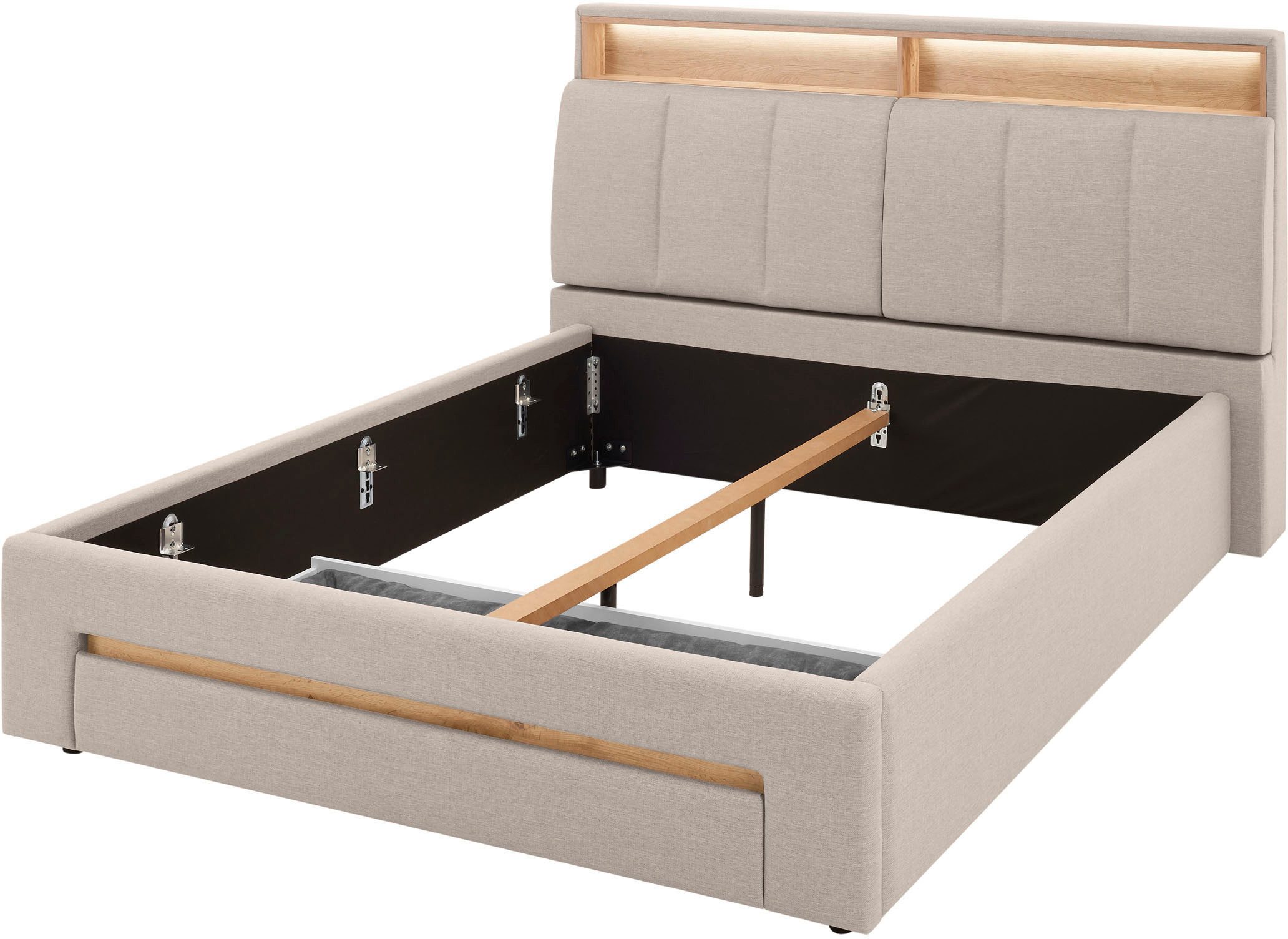 INOSIGN Gestoffeerd bed CiTY/GiRON,, gepolsterd opbergbed, met LED-verlichting Bedkisten met hondenbed of als opbergruimte, opklapbare hoofdeinden