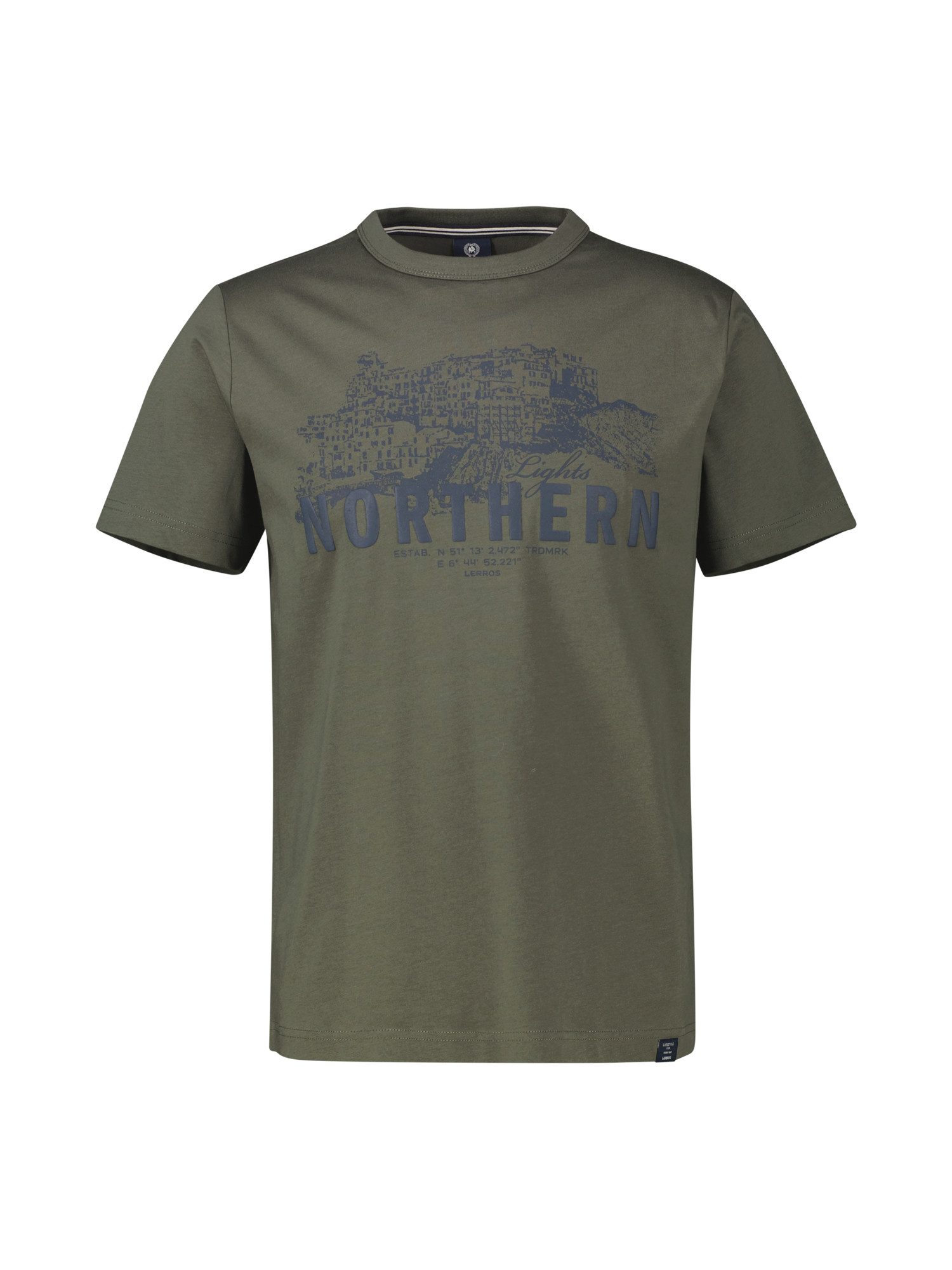 Lerros T-shirt LERROS Effen T-shirt met borstprint
