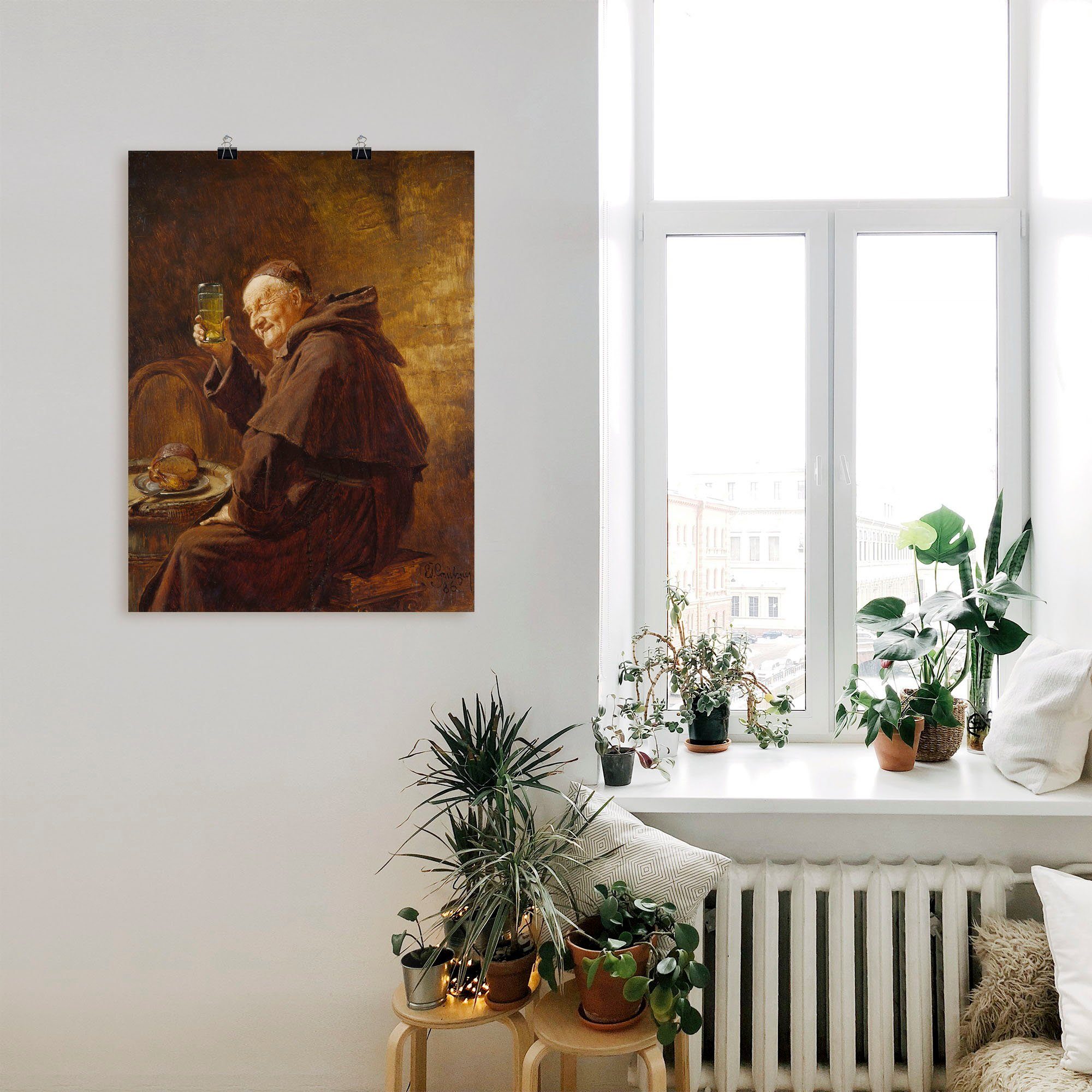 Artland Artprint Monnik bij het wijn proeven. als artprint op linnen, poster in verschillende formaten maten